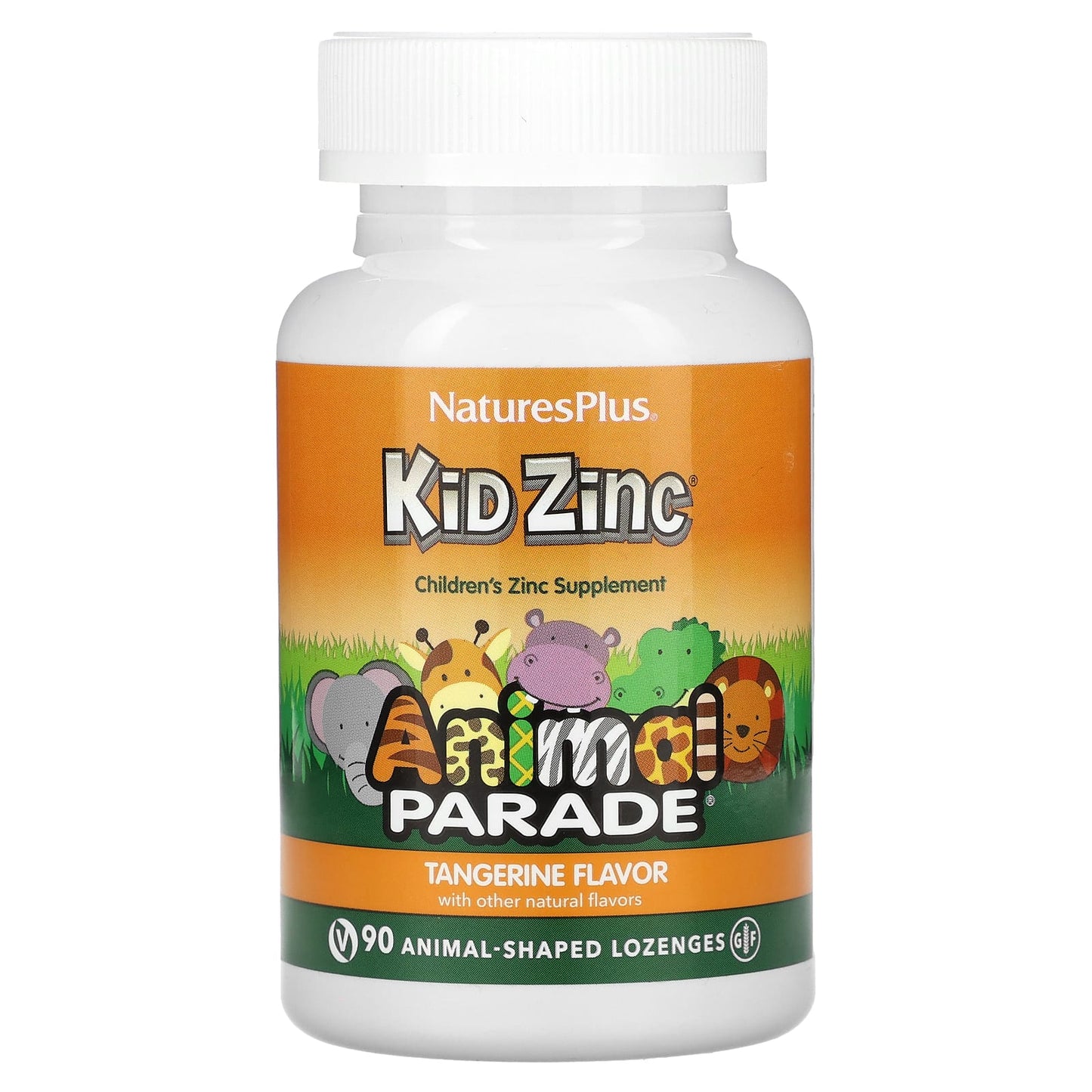 NaturesPlus, Animal Parade, Kid Zinc, Tangerine, 90 Animal-Shaped Lozenges - Image 1