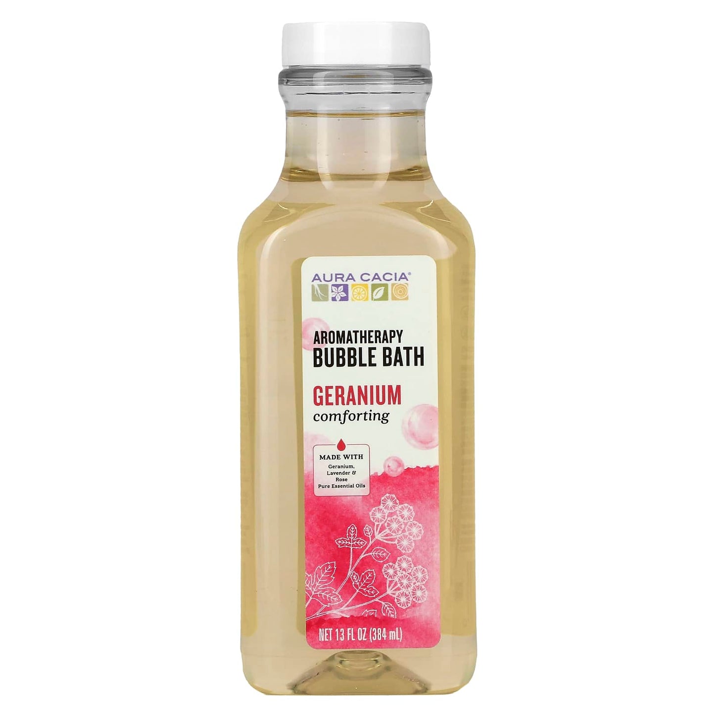 Comforting Geranium Aromatherapy Bubble Bath by Aura Cacia - Image 1