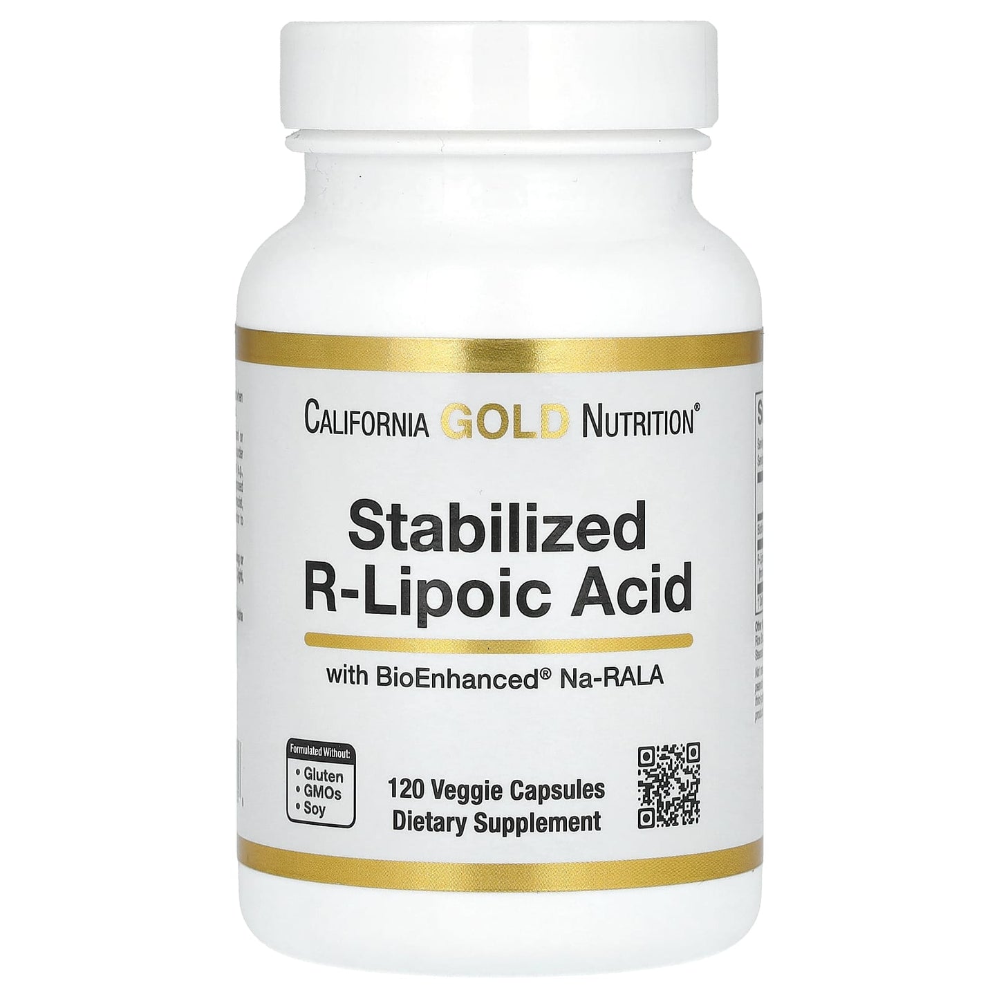 California Gold Nutrition Stabilized R-Lipoic Acid with Bio-Enhanced Na-RALA & Biotin - 120 Veggie Capsules - Image 1