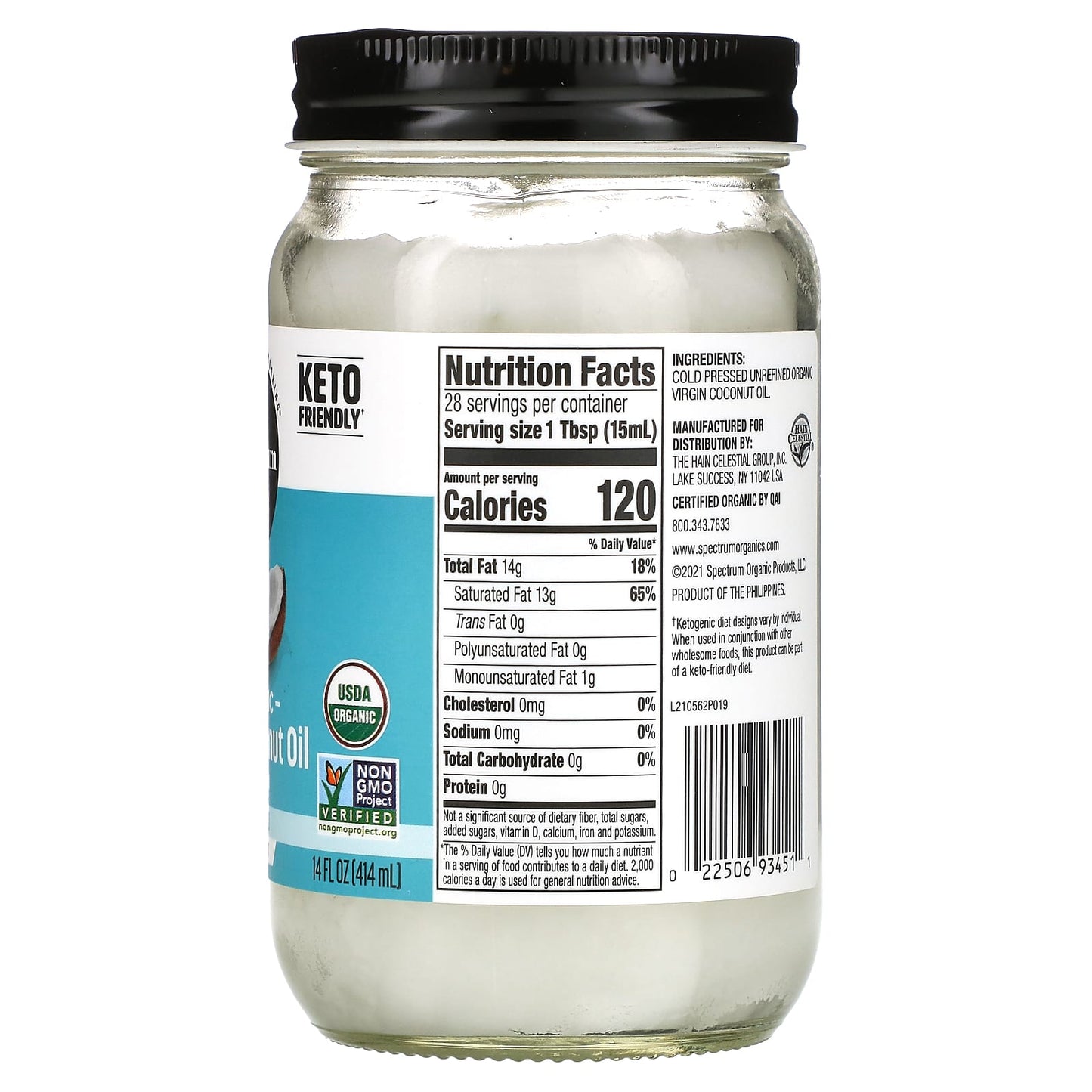Spectrum Culinary, Organic Virgin Coconut Oil, Unrefined, 14 fl oz (414 ml) - Image 2
