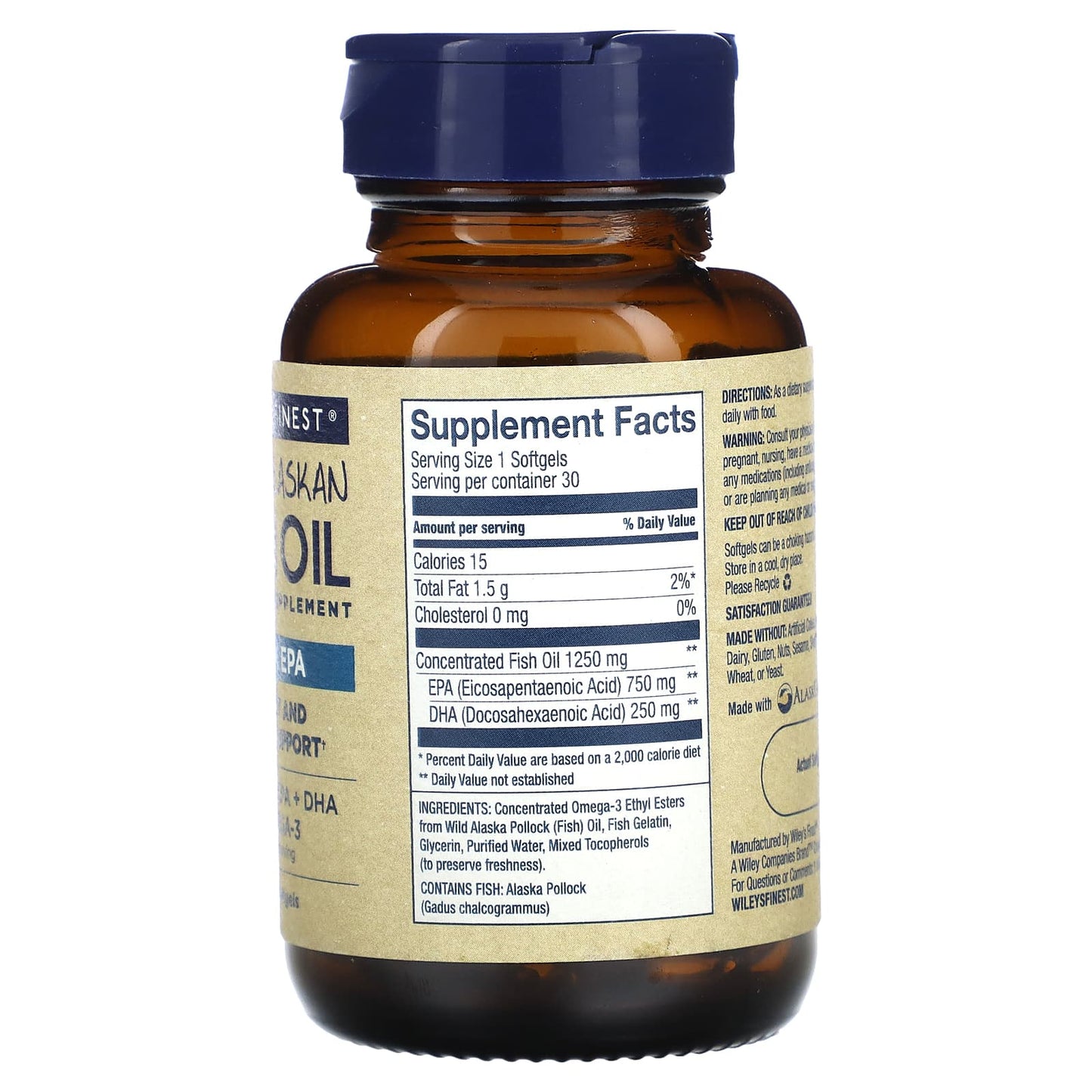 Wiley's Finest, Wild Alaskan Fish Oil, Peak EPA, 30 Softgels - Image 2