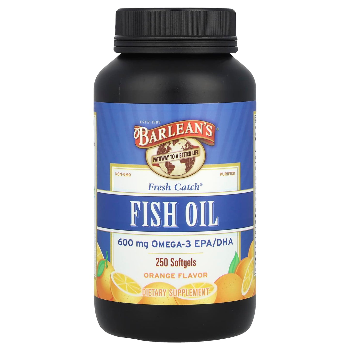 Barlean's, Fresh Catch®, Fish Oil, Omega-3 EPA/DHA, Orange, 600 mg, 250 Softgels (300 mg per Softgel)