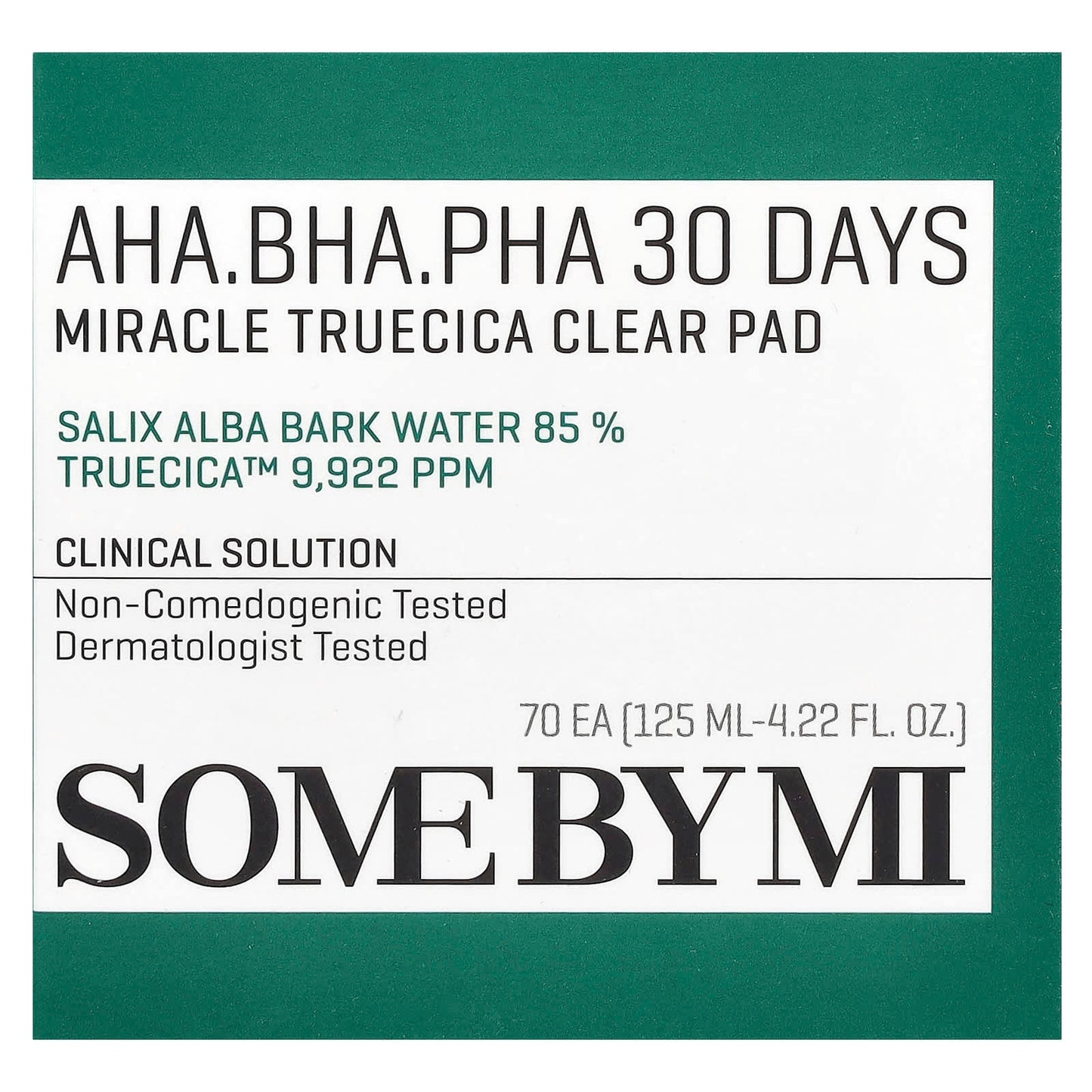 SOME BY MI, AHA/BHA/PHA, 30 Days Miracle Truecica Clear Pad, 70 Pads, 4.22 fl oz (125 ml) - Image 2