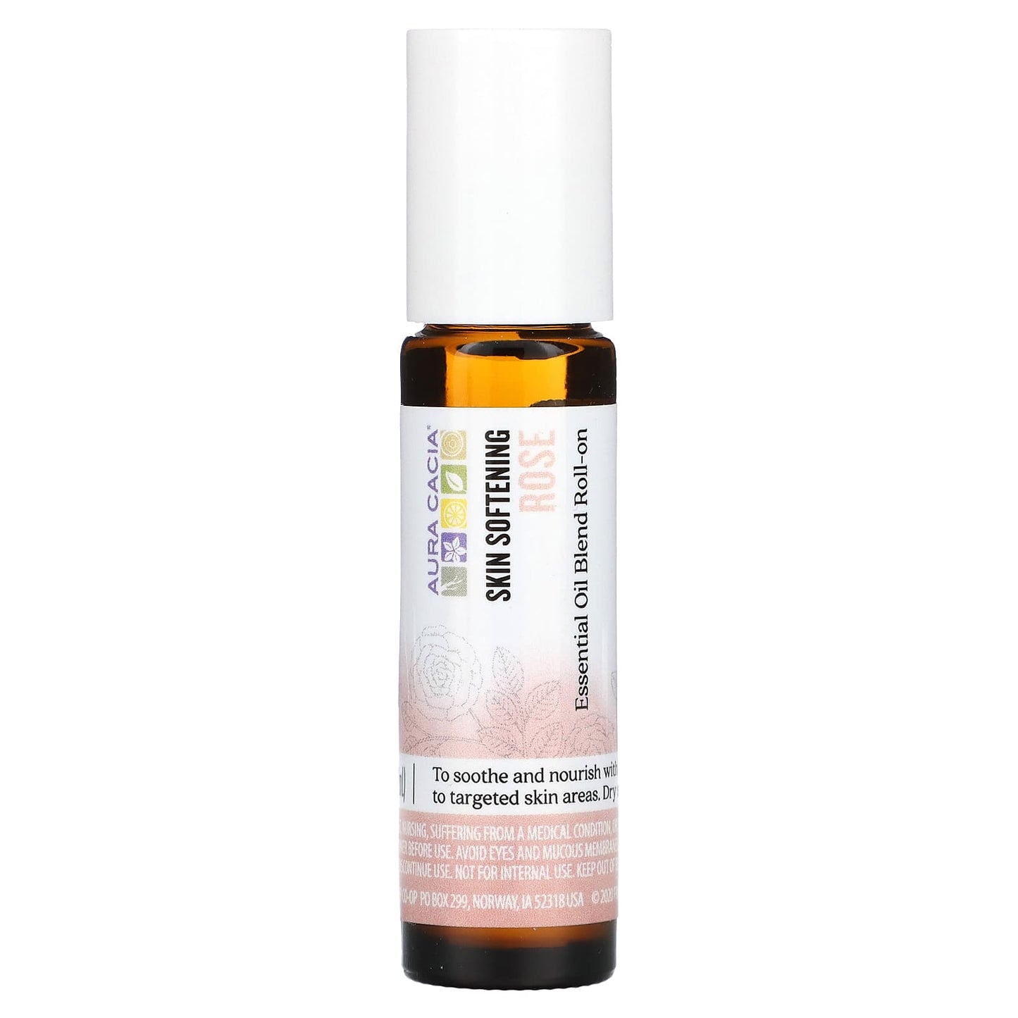 Aura Cacia Rose Skin Softening Essential Oil Roll-On, 9.2ml - Image 1