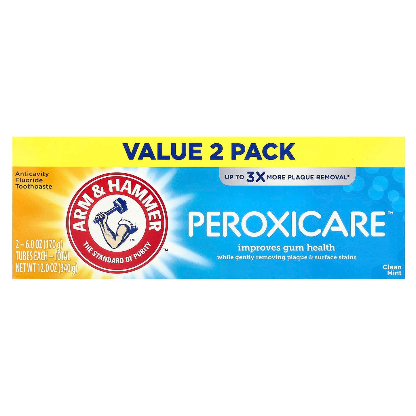 Arm & Hammer PeroxiCare Anticavity Fluoride Toothpaste, 6oz Twin Pack, Clean Mint - Image 2