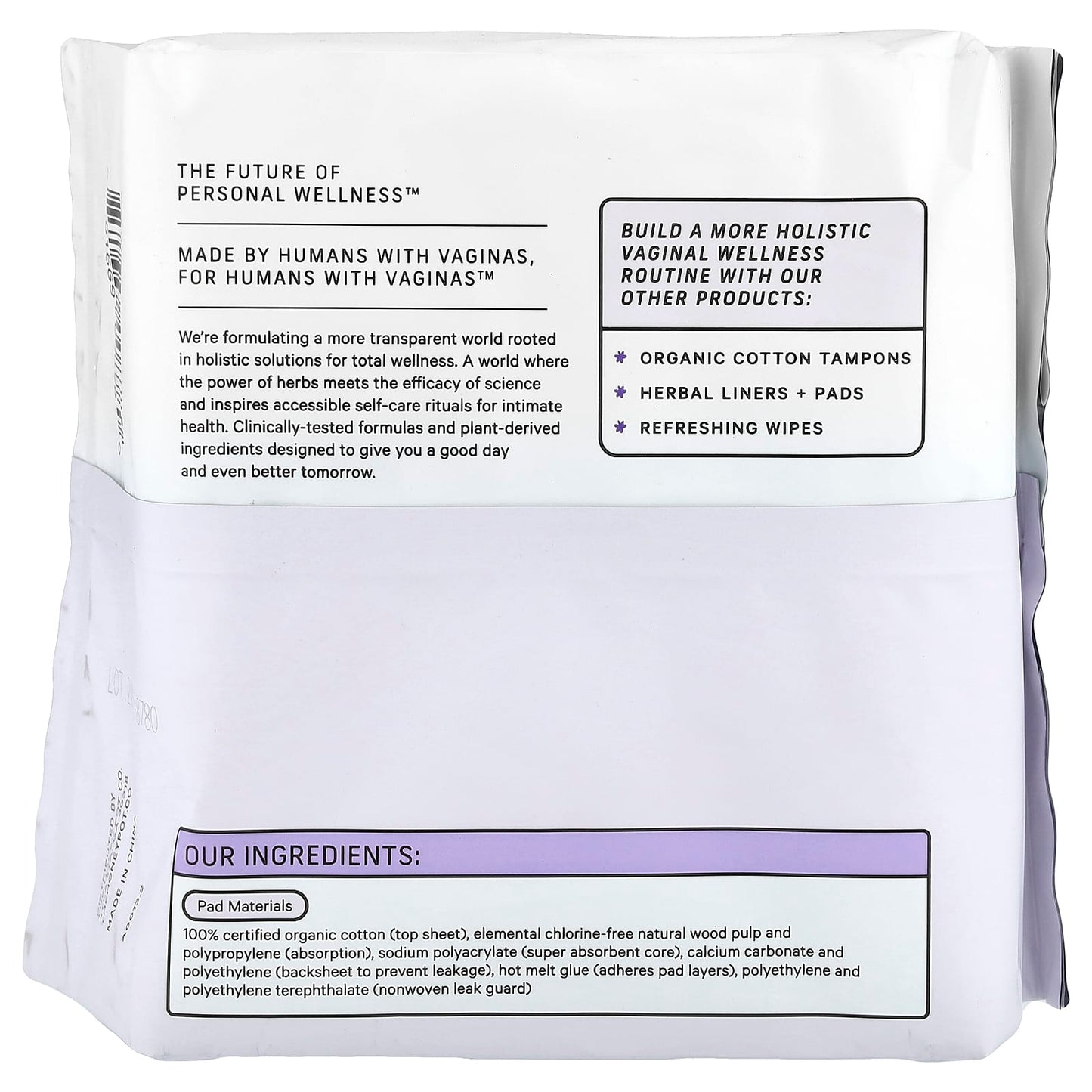 The Honey Pot Company, Organic Non-Herbal Pads with Wings, Overnight, 12 Count - Image 2