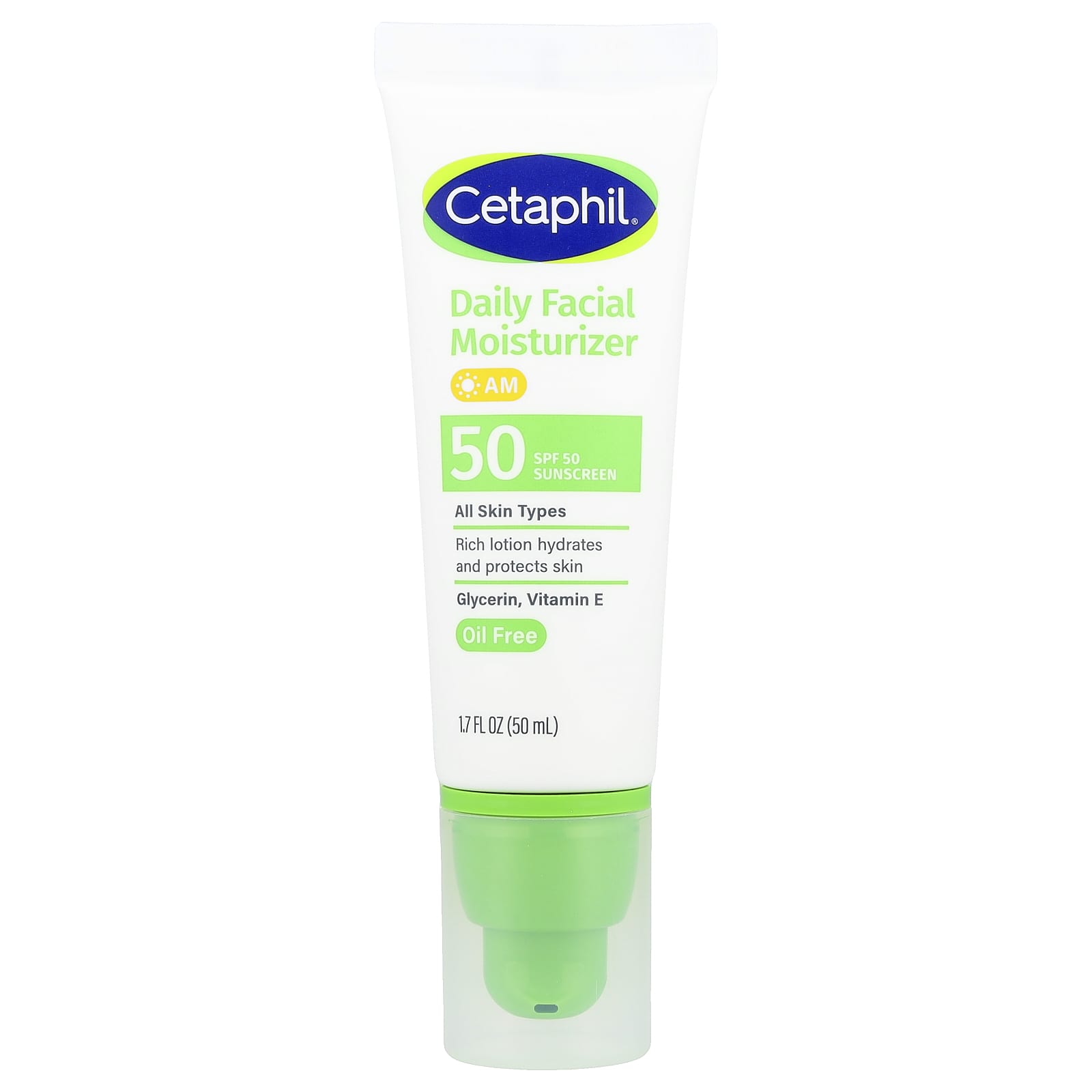 Cetaphil Daily Moisturizer with SPF 50, Fragrance Free, Hydrates and Protects Skin - Image 1