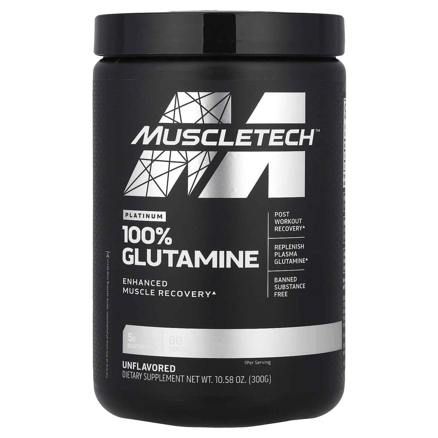 MuscleTech, Platinum 100% Glutamine, Unflavored, 10.58 oz (300 g) - Image 1