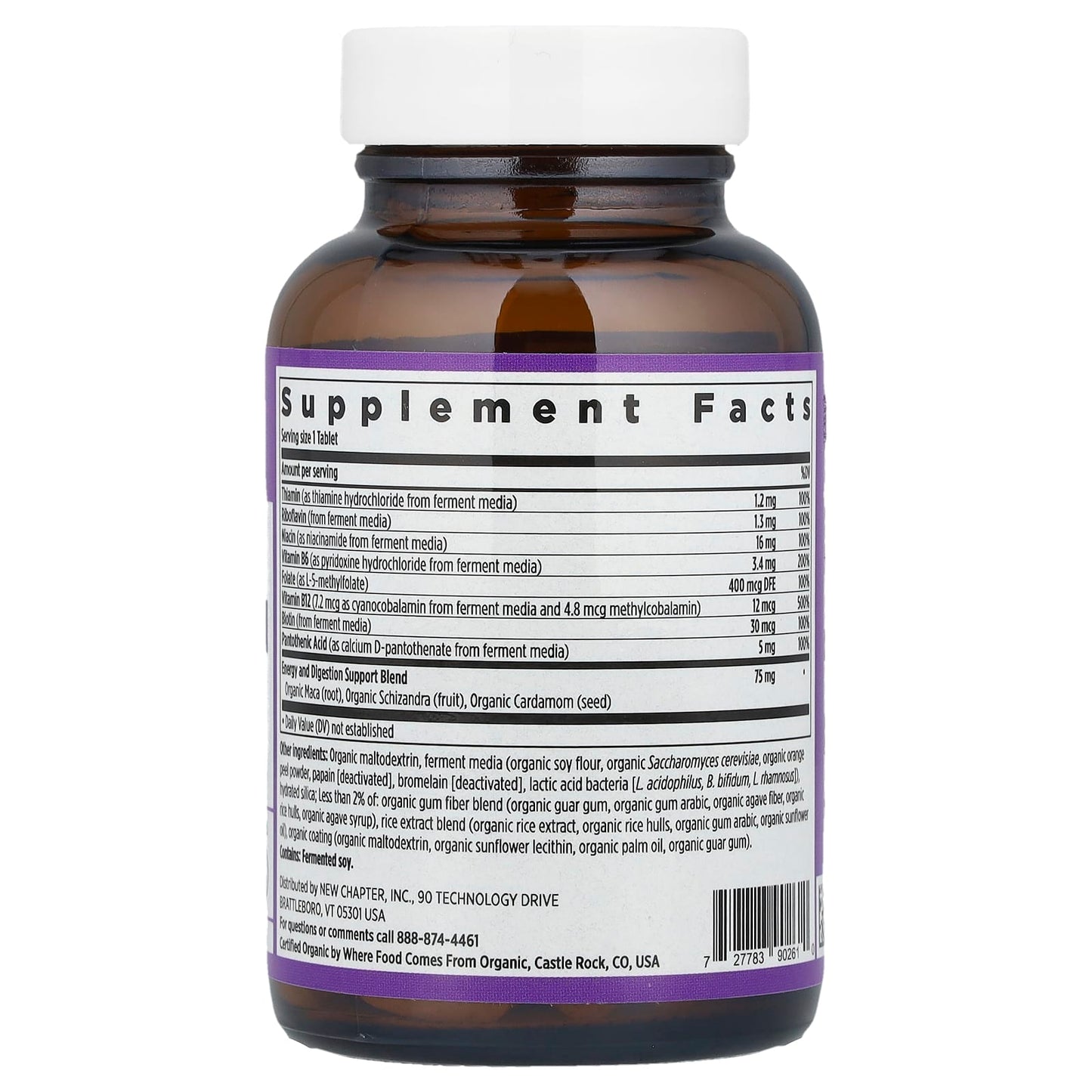 New Chapter, Fermented Vitamin B Complex, 60 Vegan Tablets - Image 2