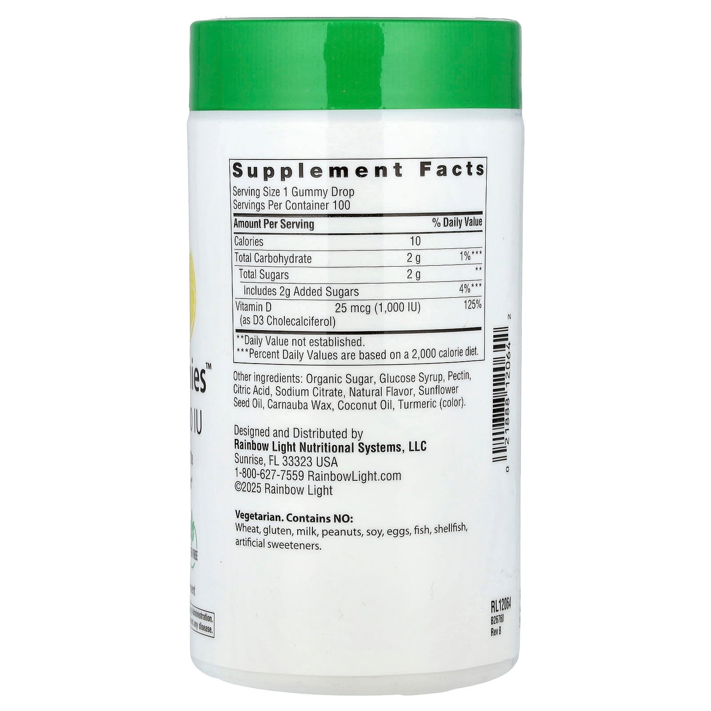 Rainbow Light, Sunny Gummies™, Vitamin D3, Yummy Lemon, 25 mcg (1,000 IU), 100 Gummies - Image 2