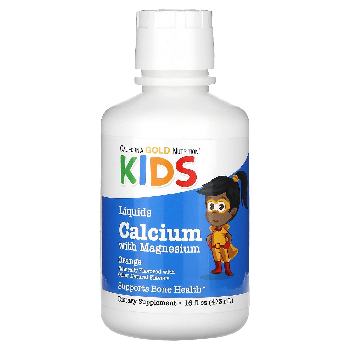 Kids Liquid Calcium Supplement with Magnesium & Vitamin D, by California Gold Nutrition, 16 fl oz - Image 1