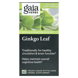 <b>Gaia Herbs Ginkgo Leaf</b> for Brain Health - 60 Vegan Liquid Phyto-Caps | Br