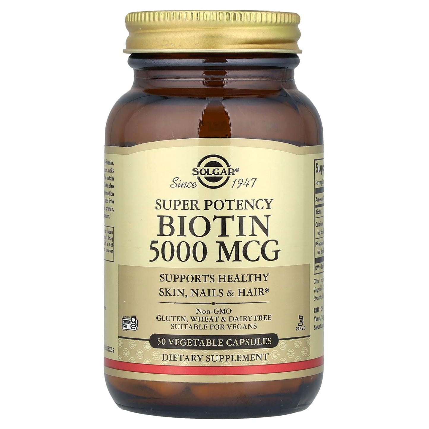 Solgar, Biotin, 50 Vegetable Capsules - Image 1