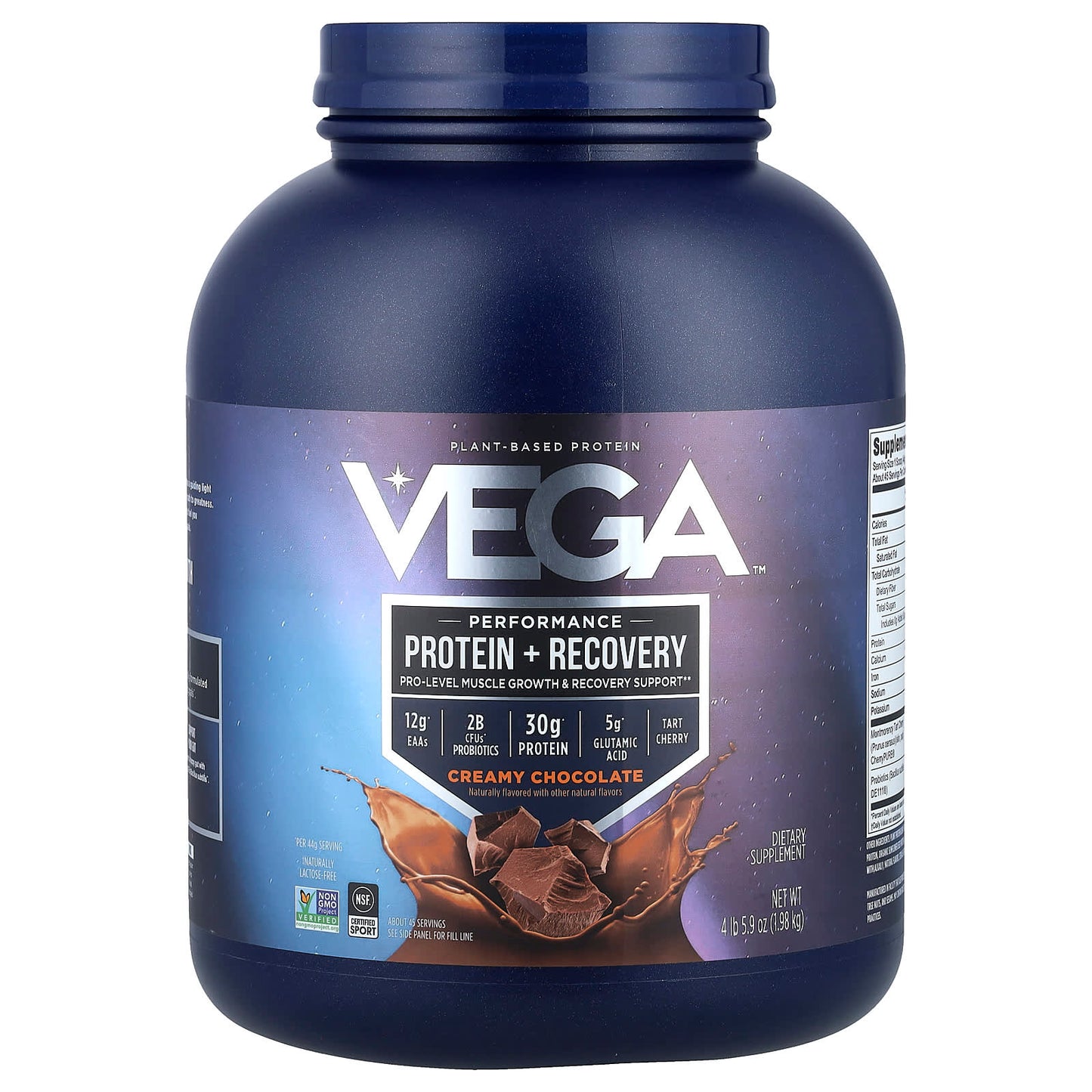 Vega, Plant-Based Protein, Performance Protein + Recovery, Creamy Chocolate, 4 lb 5.9 oz (1.98 kg) - Image 1