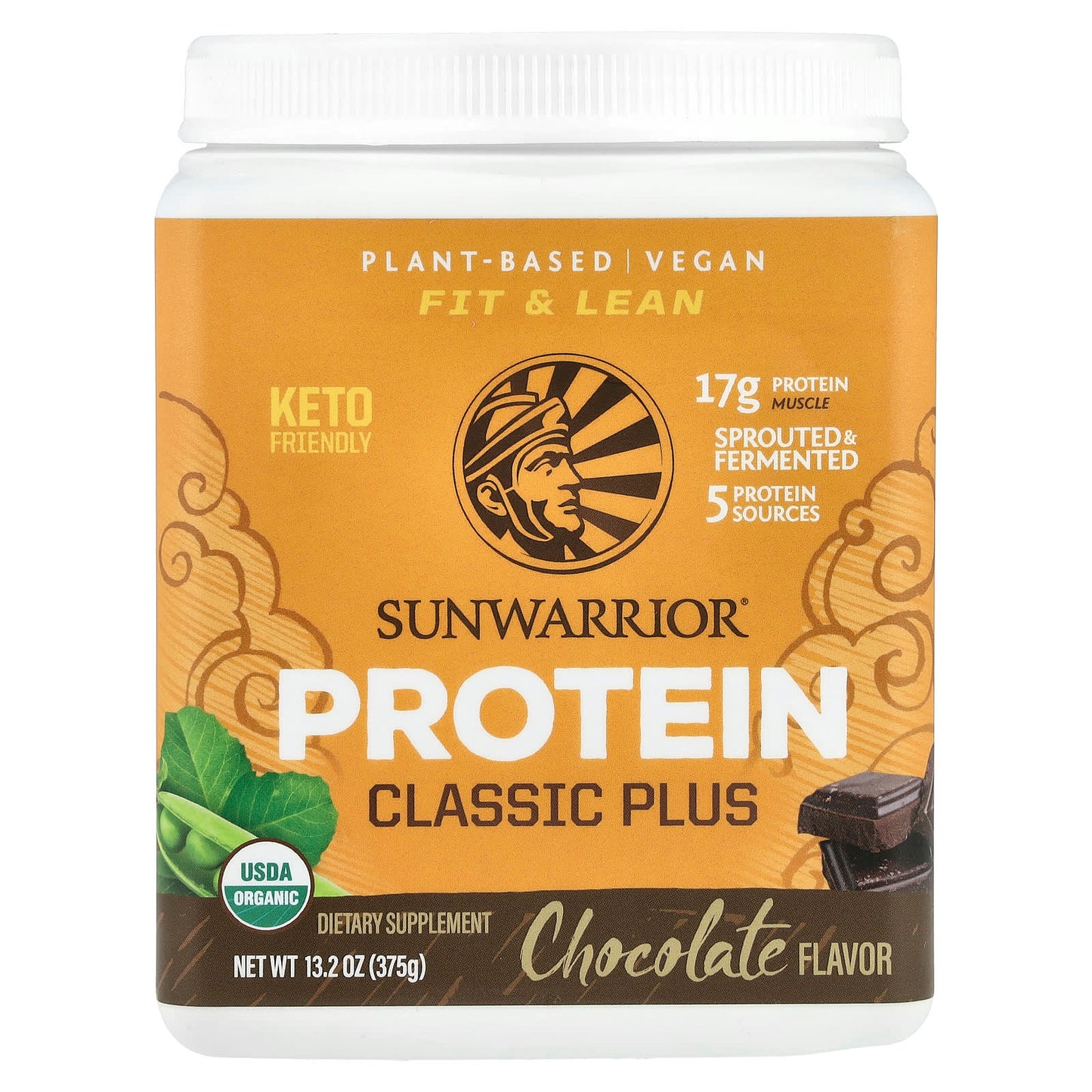 Sunwarrior, Classic Plus Protein, Chocolate, 13.2 oz (375 g) - Image 1