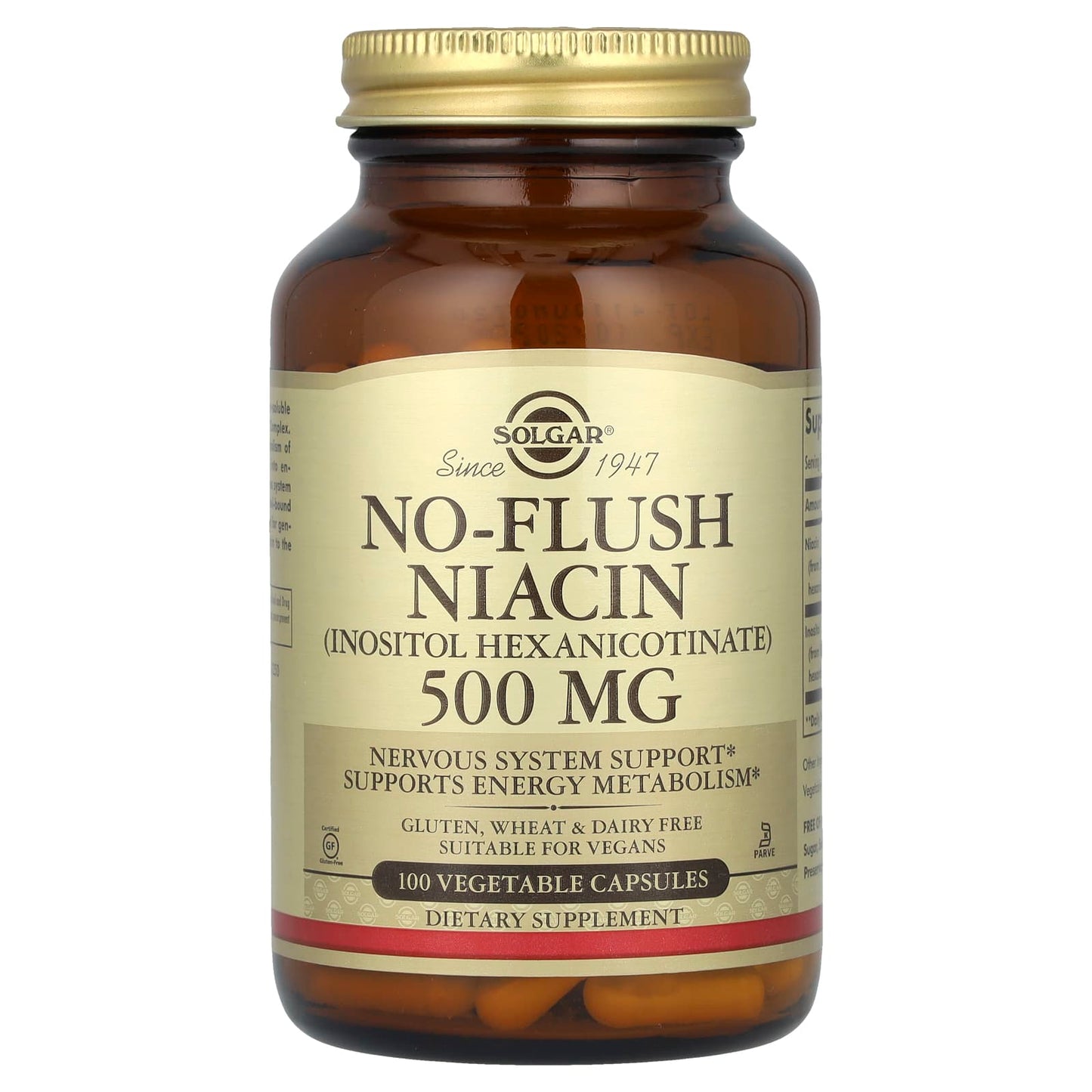 Solgar, No-Flush Niacin, 500 mg, 100 Vegetable Capsules - Image 1