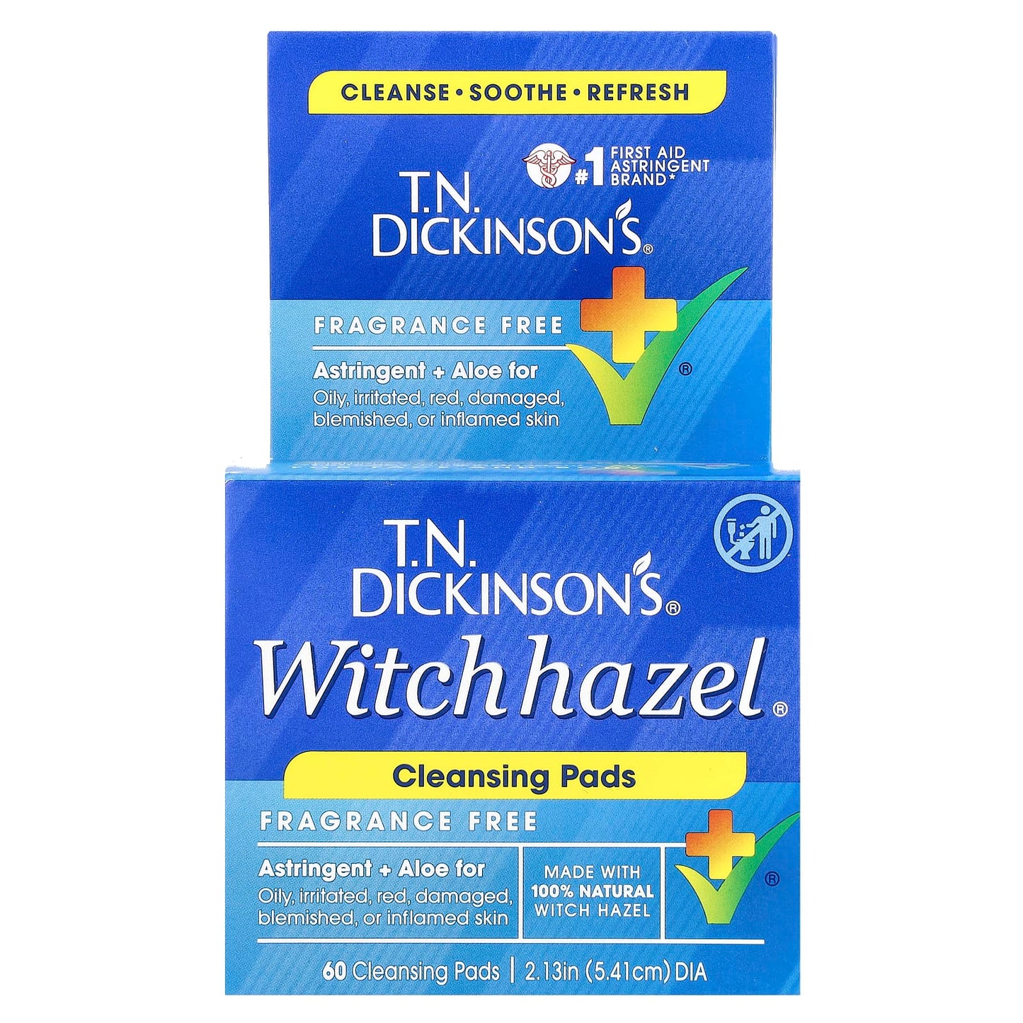 Dickinson Brands, T.N. Dickinson's® Witch Hazel® Cleansing Pads, Fragrance Free, 60 Cleansing Pads - Image 2