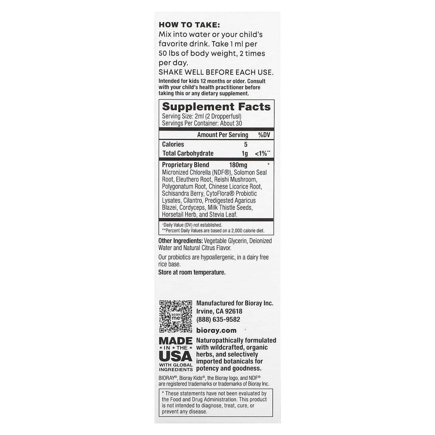 Naturopathic Probiotic Drops for Kids - Bioray NDF Focus Citrus 60ml - Image 2