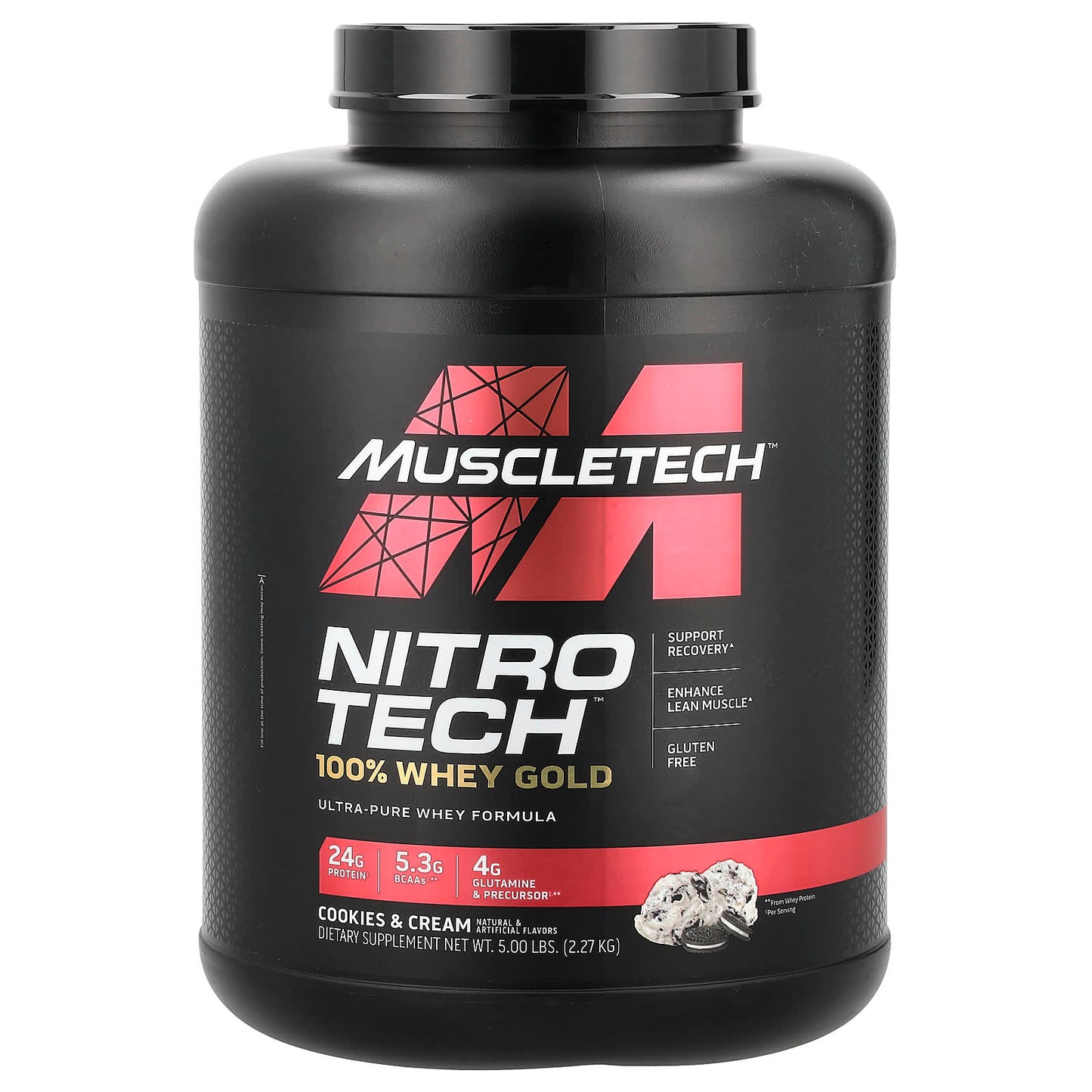 MuscleTech, Nitro-Tech™ 100% Whey Gold, Cookies and Cream, 5 lbs (2.27 kg) - Image 1