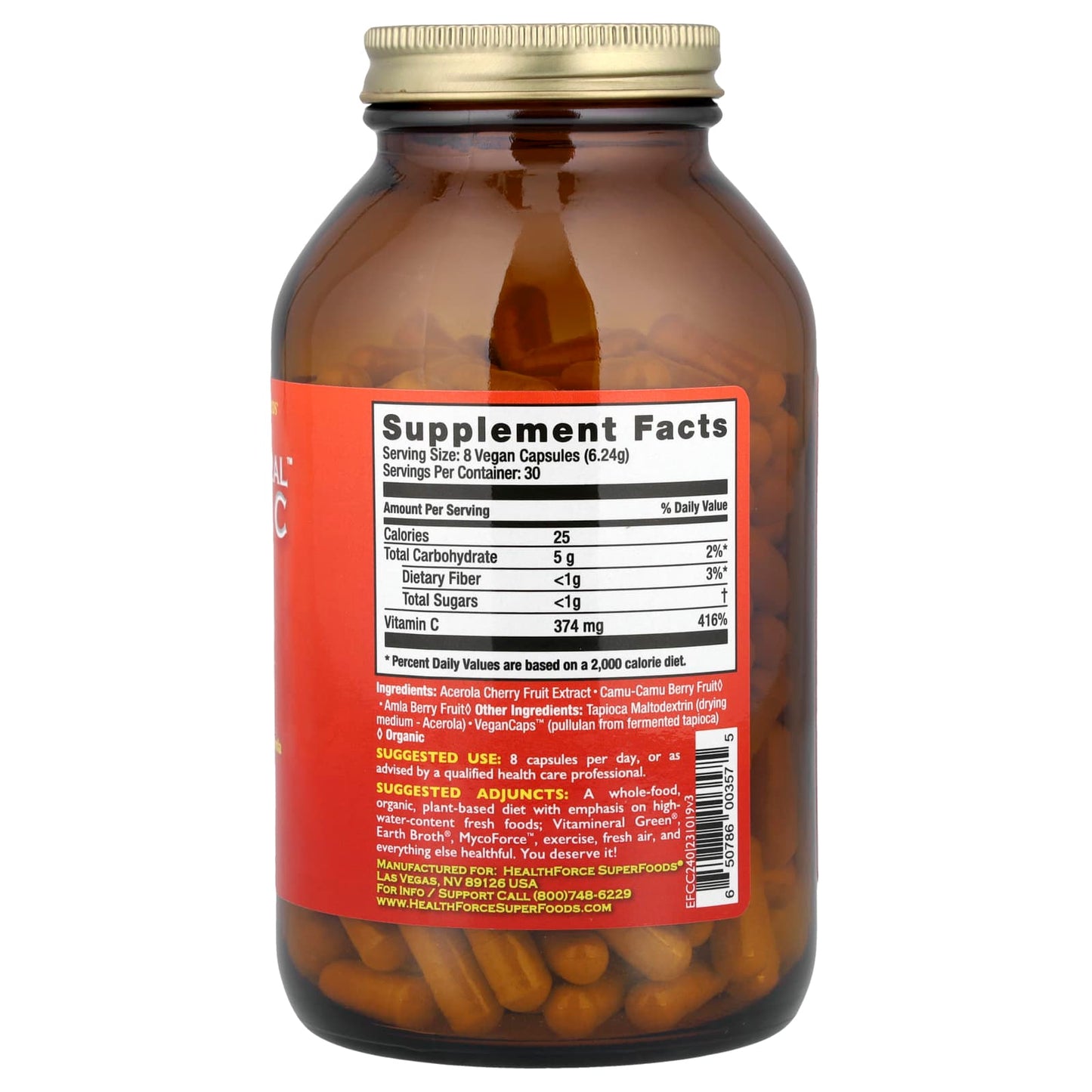 Truly Natural Vitamin C, 240 Vegan Capsules by HealthForce Superfoods - Image 2