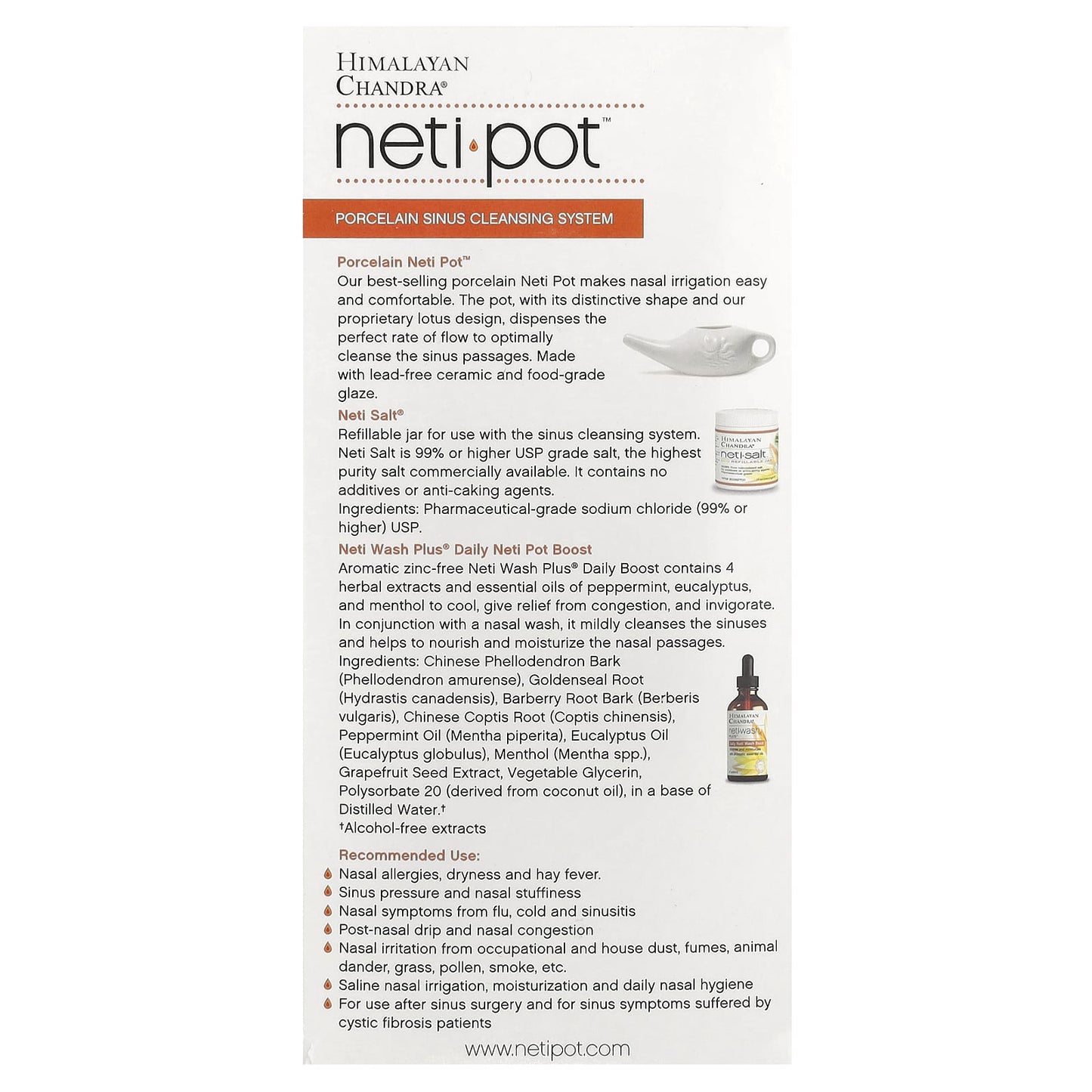 Himalayan Chandra Porcelain Neti Pot Sinus Cleansing System Kit - Image 2