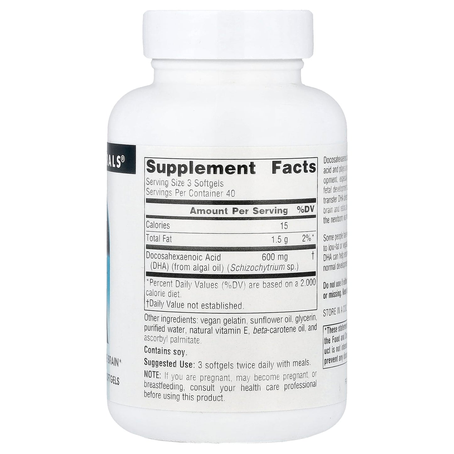 Source Naturals, DHA, 200 mg, 120 Vegetarian Softgels - Image 2