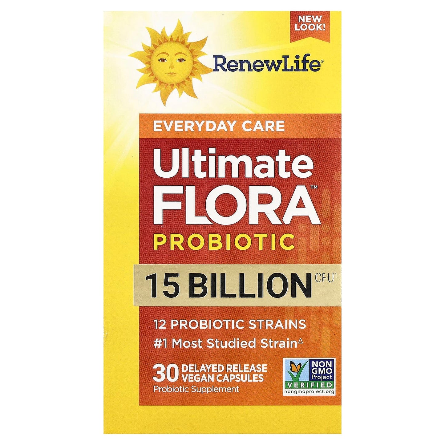 Renew Life, Ultimate Flora™, Probiotic, 15 Billion CFU, 30 Delayed Release Vegan Capsules - Image 1