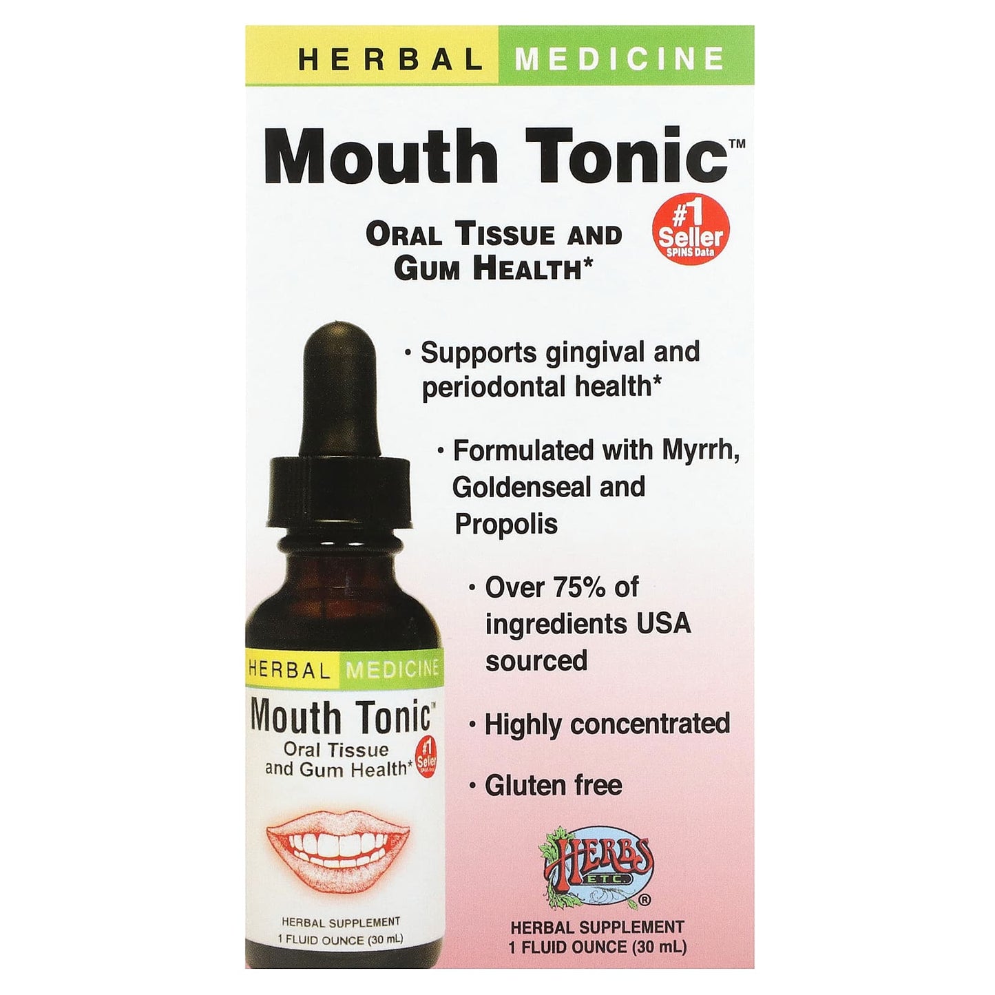 Herbs Etc. Mouth Tonic Oral Health & Gum Support - 1 fl oz (30 ml) - Image 1