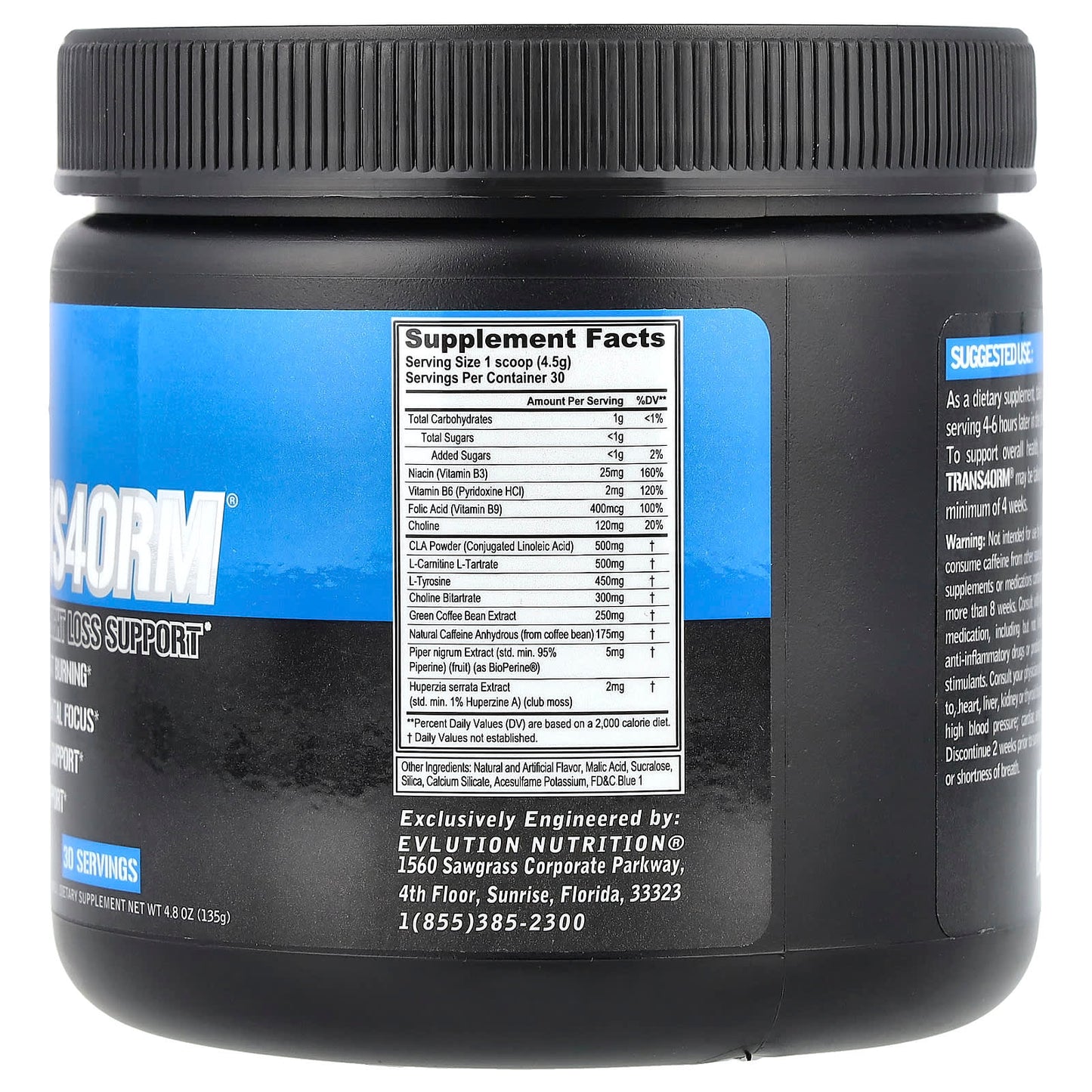 EVLution Nutrition Trans4orm Energized Weight Loss Support - Image 2
