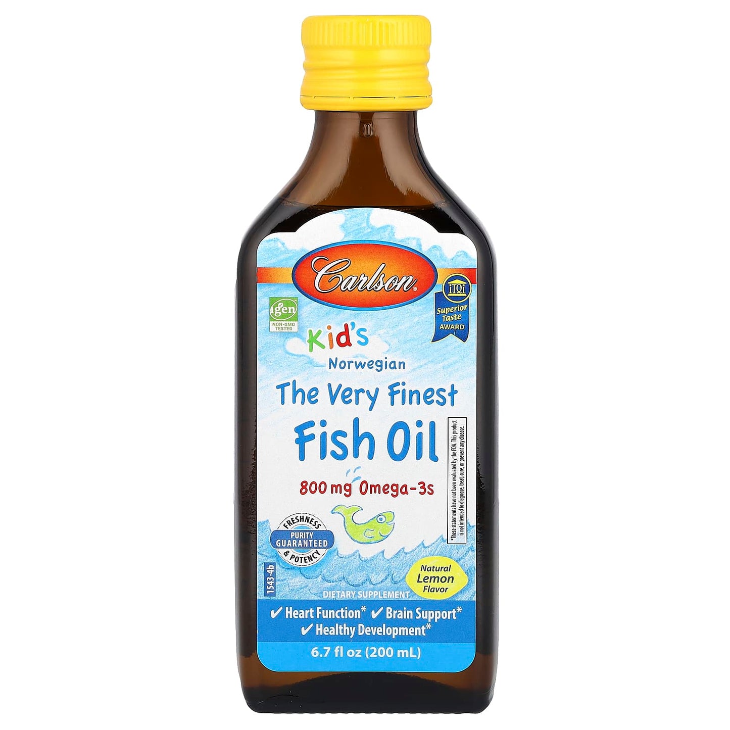 Carlson Norwegian Omega-3 Fish Oil for Kids - 800mg, 6.7 fl oz - Image 1