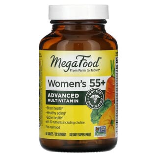 MegaFood Women's 55+ Advanced Multivitamin for Healthy Aging & Brain Support, 60