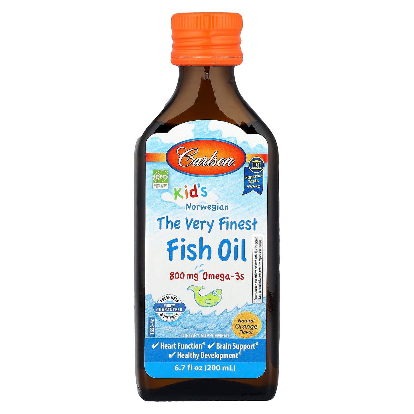 Norwegian Omega-3 Fish Oil for Kids, Natural Orange Flavor, 6.7 fl oz (200 ml) - Image 1