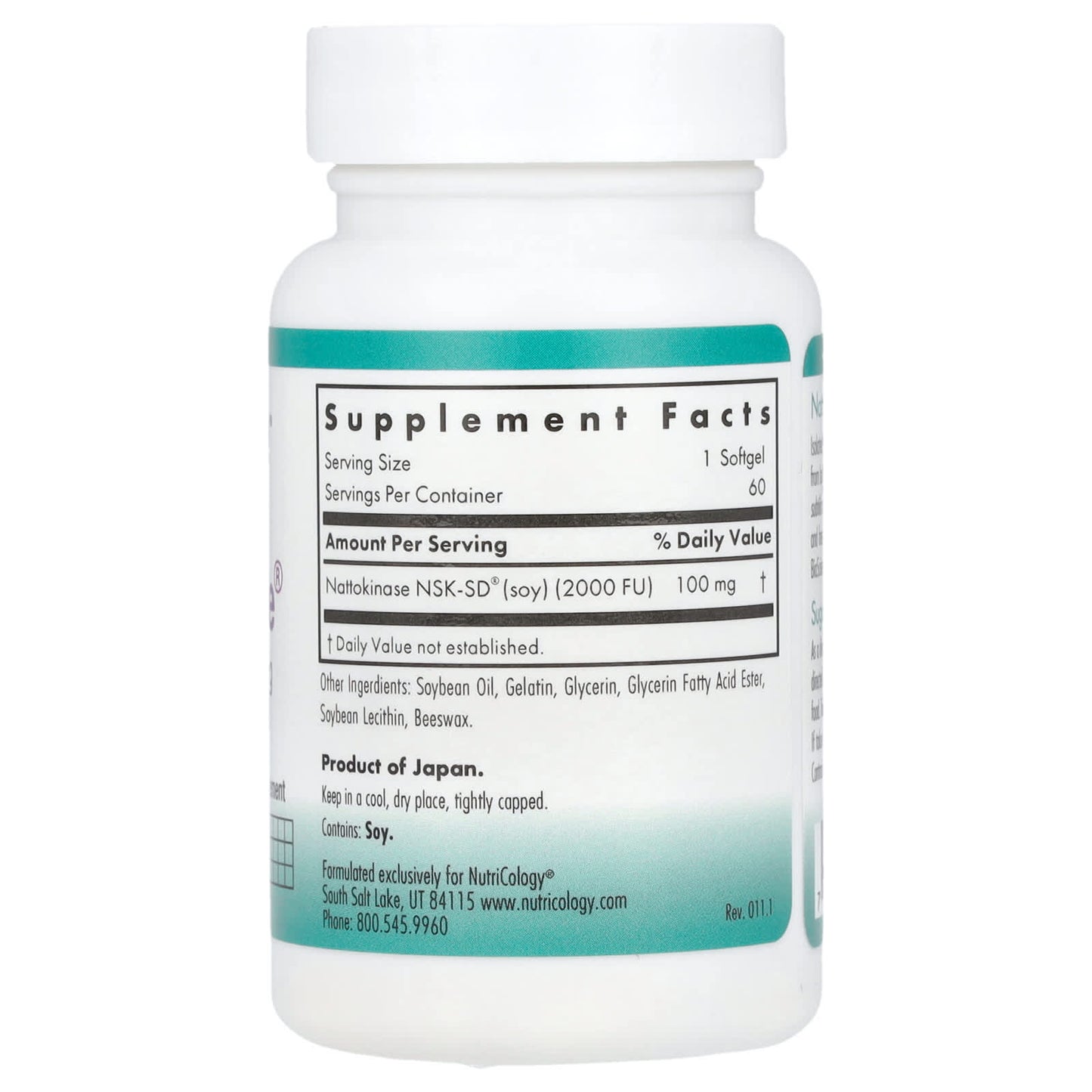 Nutricology, NattoZyme® Nattokinase, 100 mg (2,000 FU), 60 Softgels - Image 2