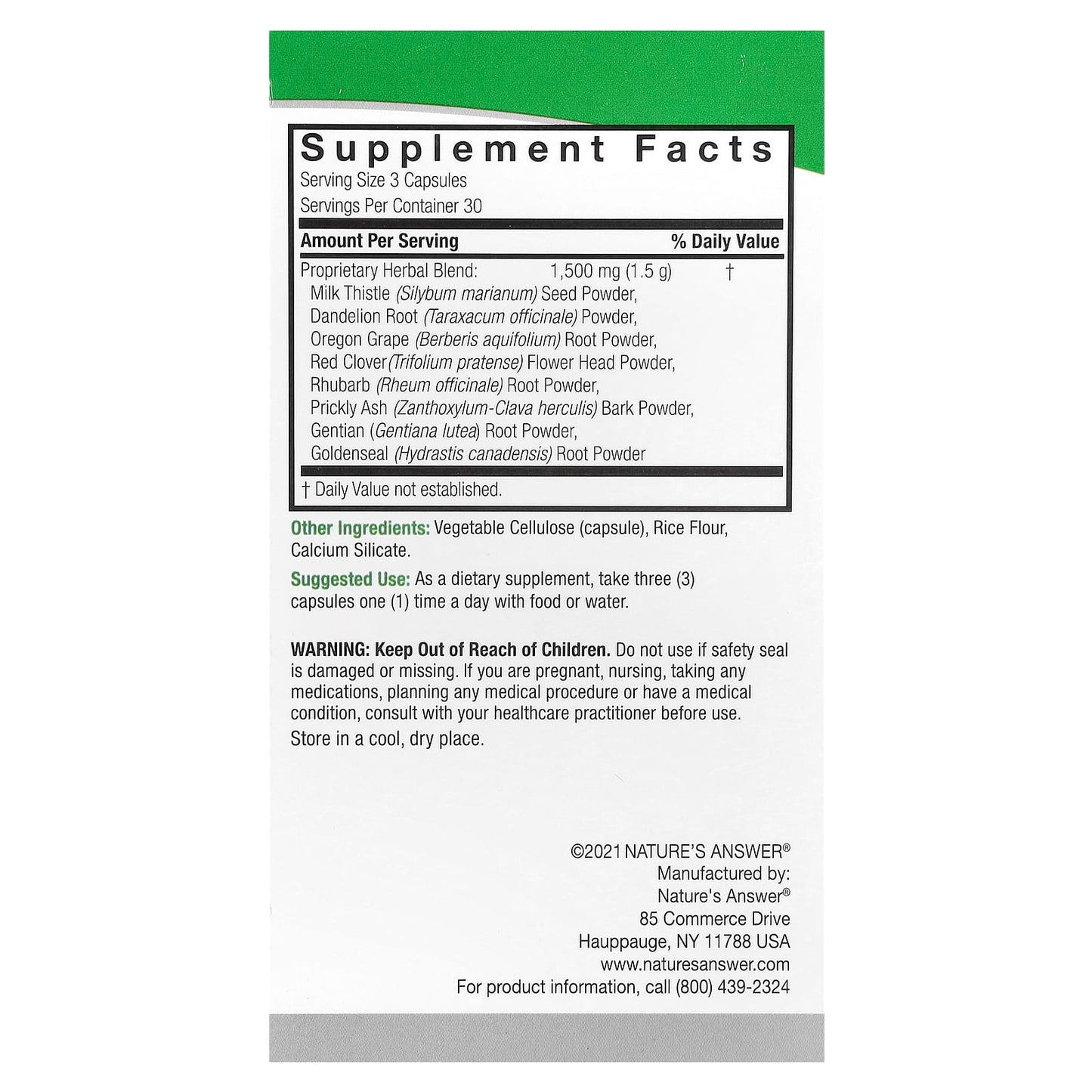 Nature's Answer, Liver Support, 90 Vegetarian Capsules