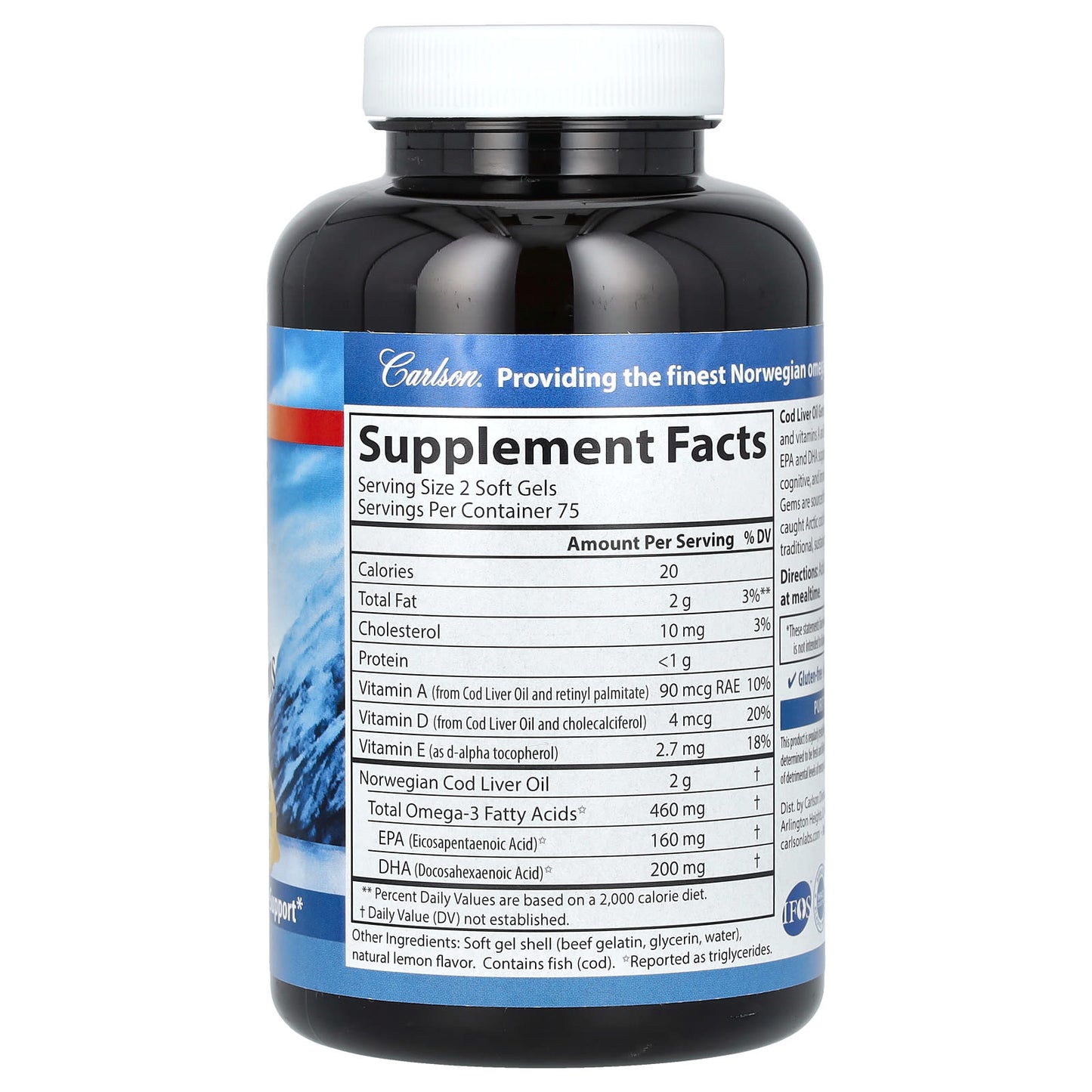 Wild Norwegian Cod Liver Oil Gems by Carlson - Omega-3s & Vitamins A D3 Supplement - Image 2