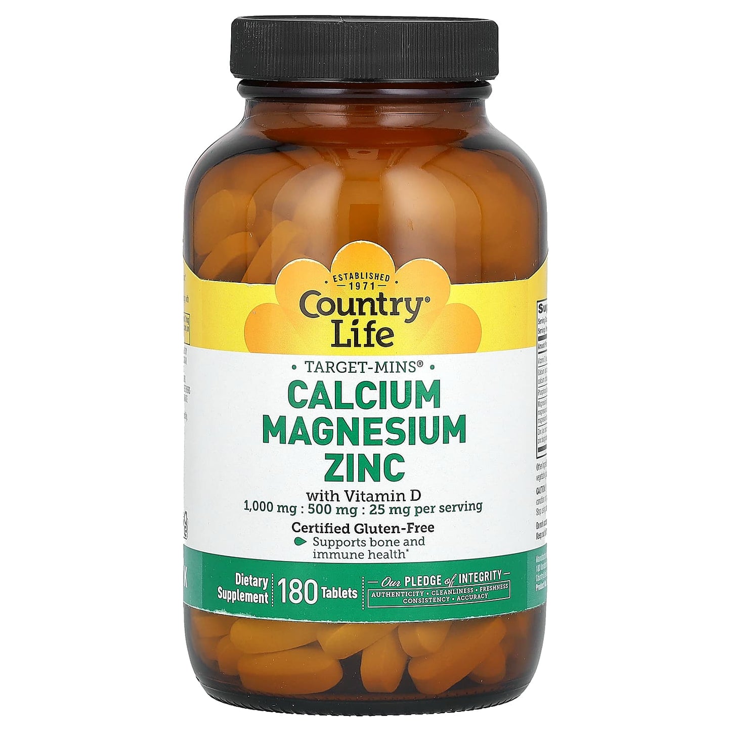 Country Life Calcium Magnesium Zinc with Vitamin D, Supports Bone Health - Image 1