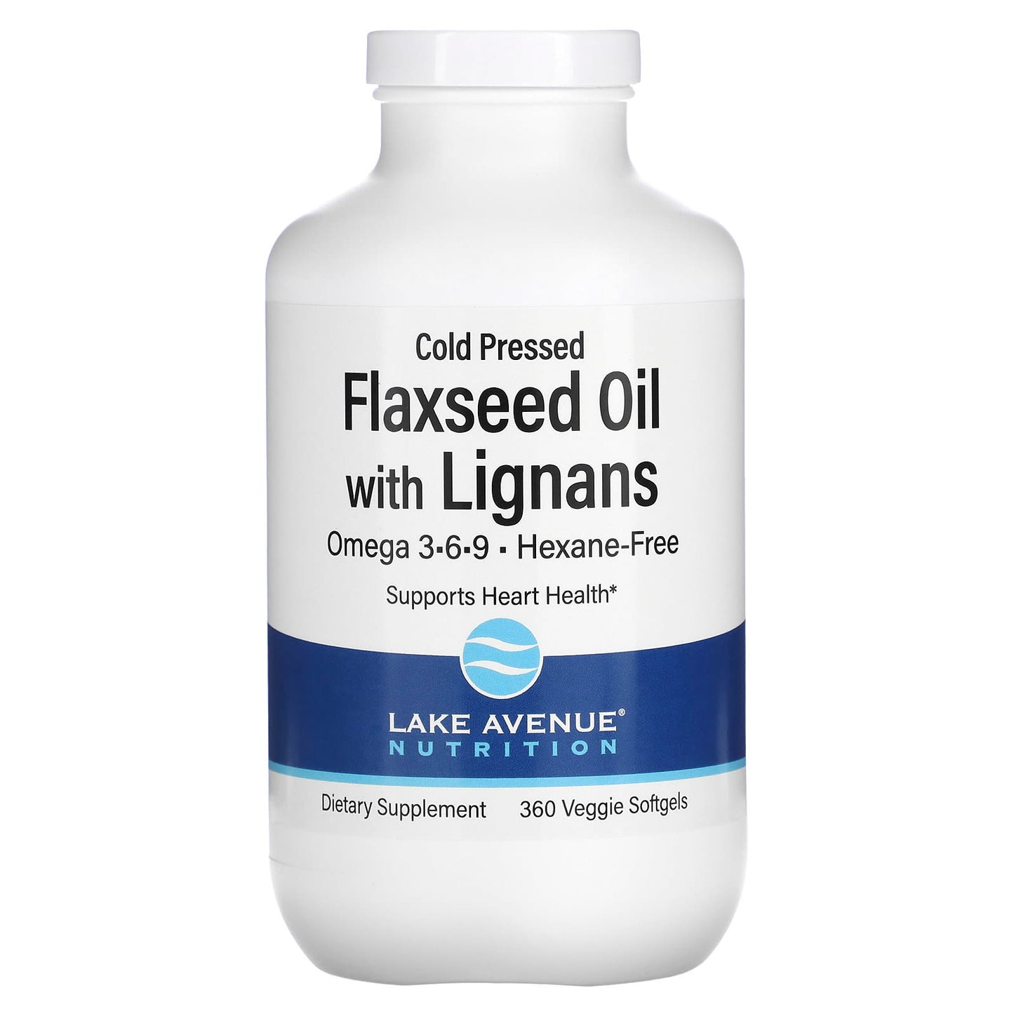 Lake Avenue Nutrition, Cold Pressed Flaxseed Oil with Lignans, 1 g, 360 Veggie Softgels