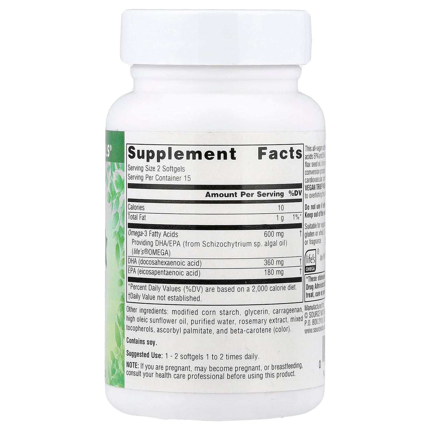 Source Naturals, Vegan True®, Non-Fish Omega-3s, 300 mg, 30 Vegan Softgels - Image 2