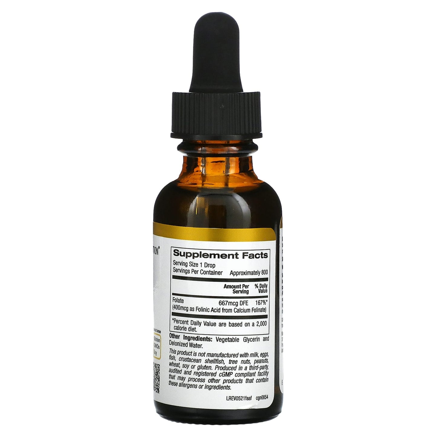 California Gold Nutrition Folinic Acid Supplement, 1 fl oz (30 ml) - Vegan, Non-GMO - Image 2