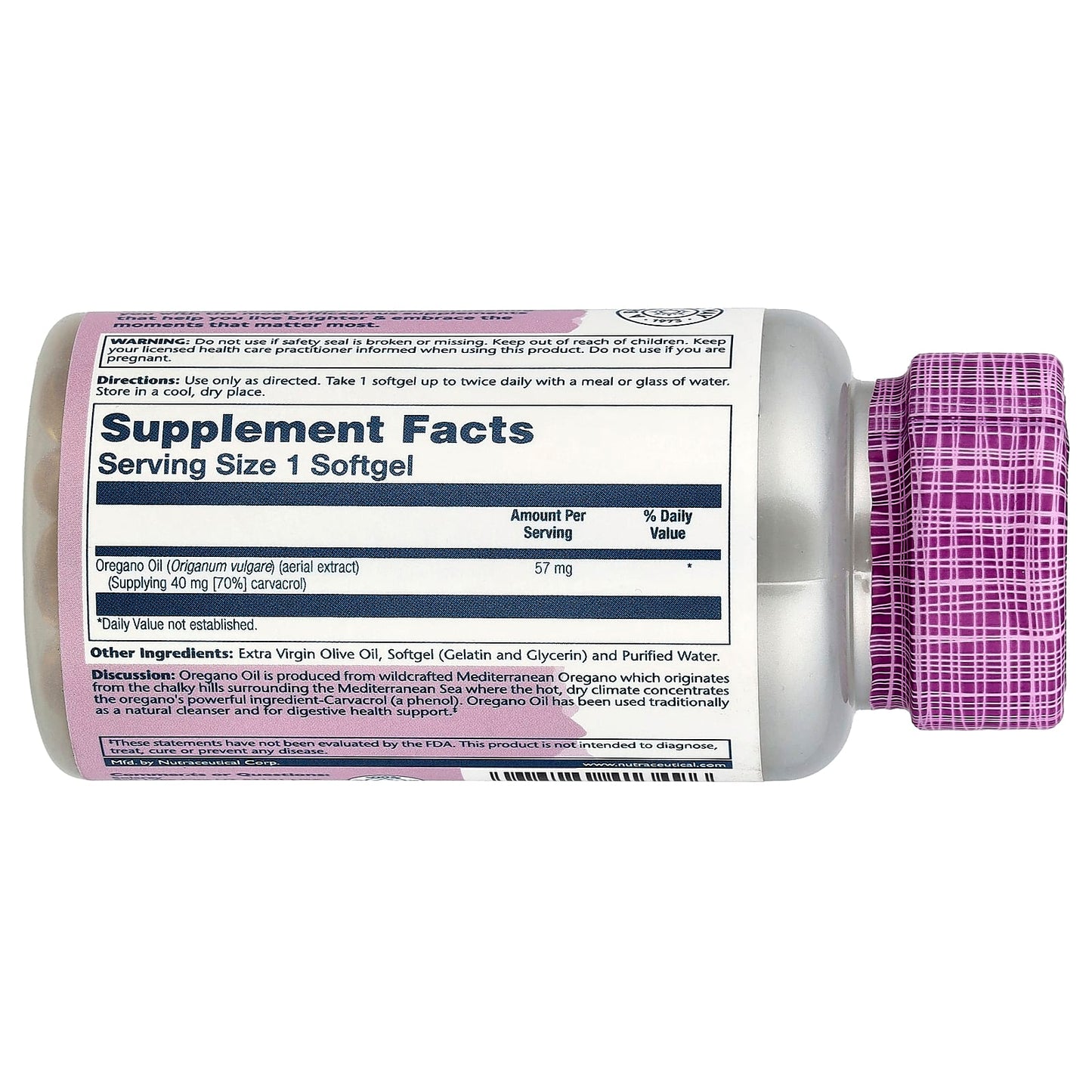 Solaray, Vital Extracts, Oregano Oil, 57 mg, 60 Softgels - Image 2