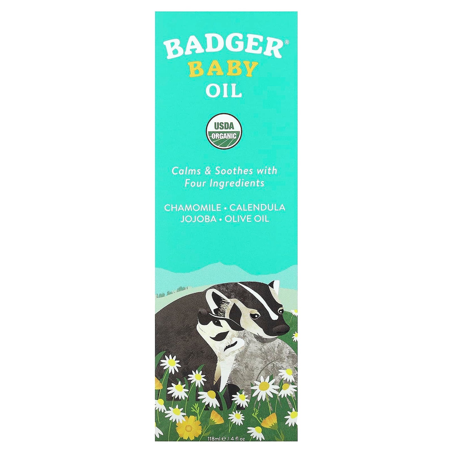 Badger USDA Organic Baby Oil, Calming & Soothing for Sensitive Skin (118 ml) - Image 2