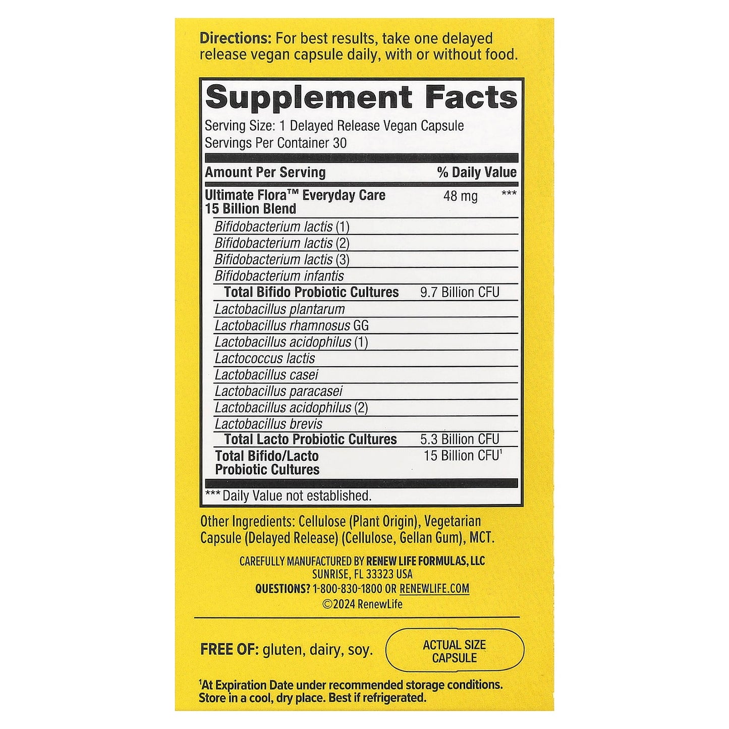 Renew Life, Ultimate Flora™, Probiotic, 15 Billion CFU, 30 Delayed Release Vegan Capsules - Image 2