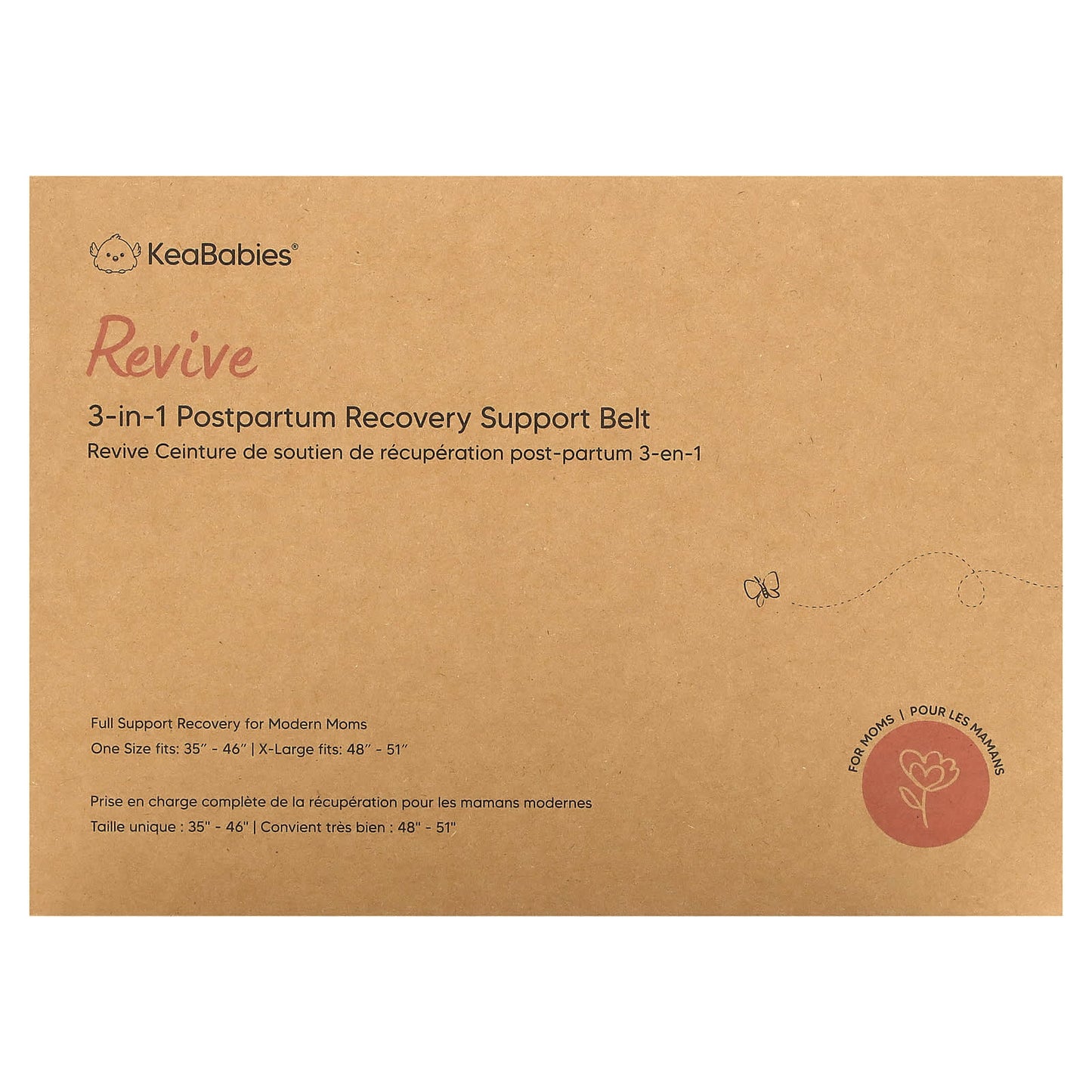 KeaBabies, Revive, 3-in-1 Postpartum Recovery Support Belt, OS, Midnight Black, 1 Set - Image 1