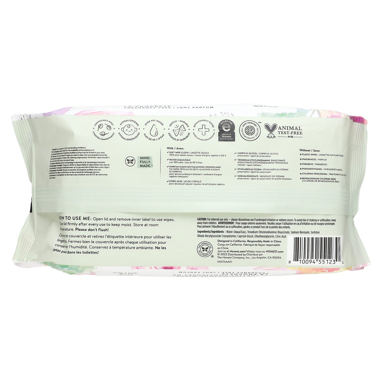 The Honest Company, Sensitive Clean Conscious Wipes, Fragrance Free, 60 Wipes - Image 2
