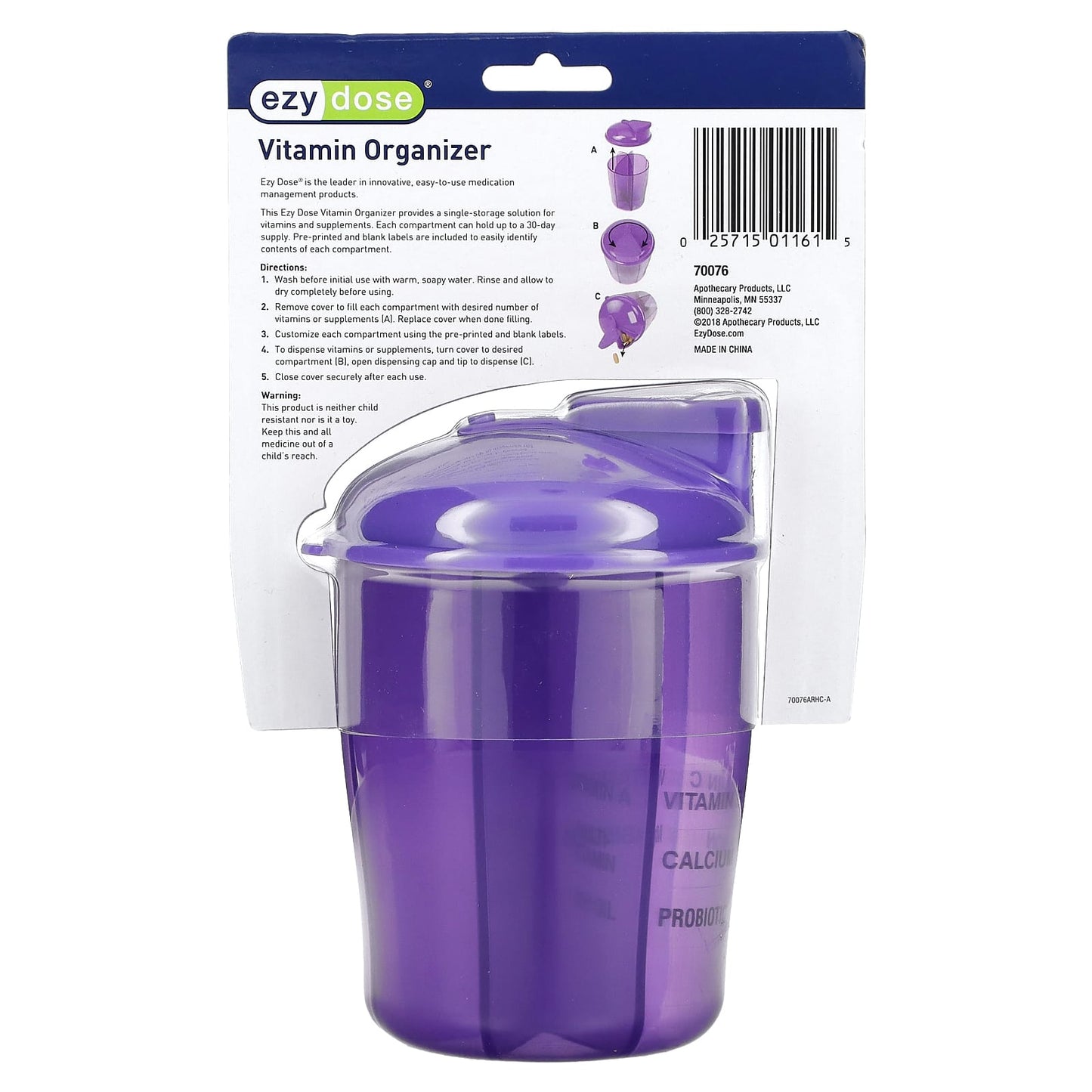 Ezy Dose Vitamin Organizer with Custom Labels, Easy Storage - Image 2