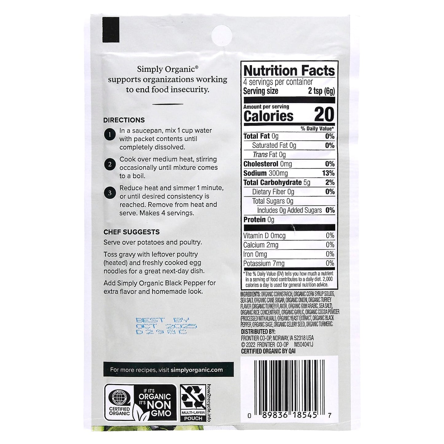 Simply Organic, Turkey Gravy Mix, 3 Pack 0.85 oz (24 g) Each - Image 2