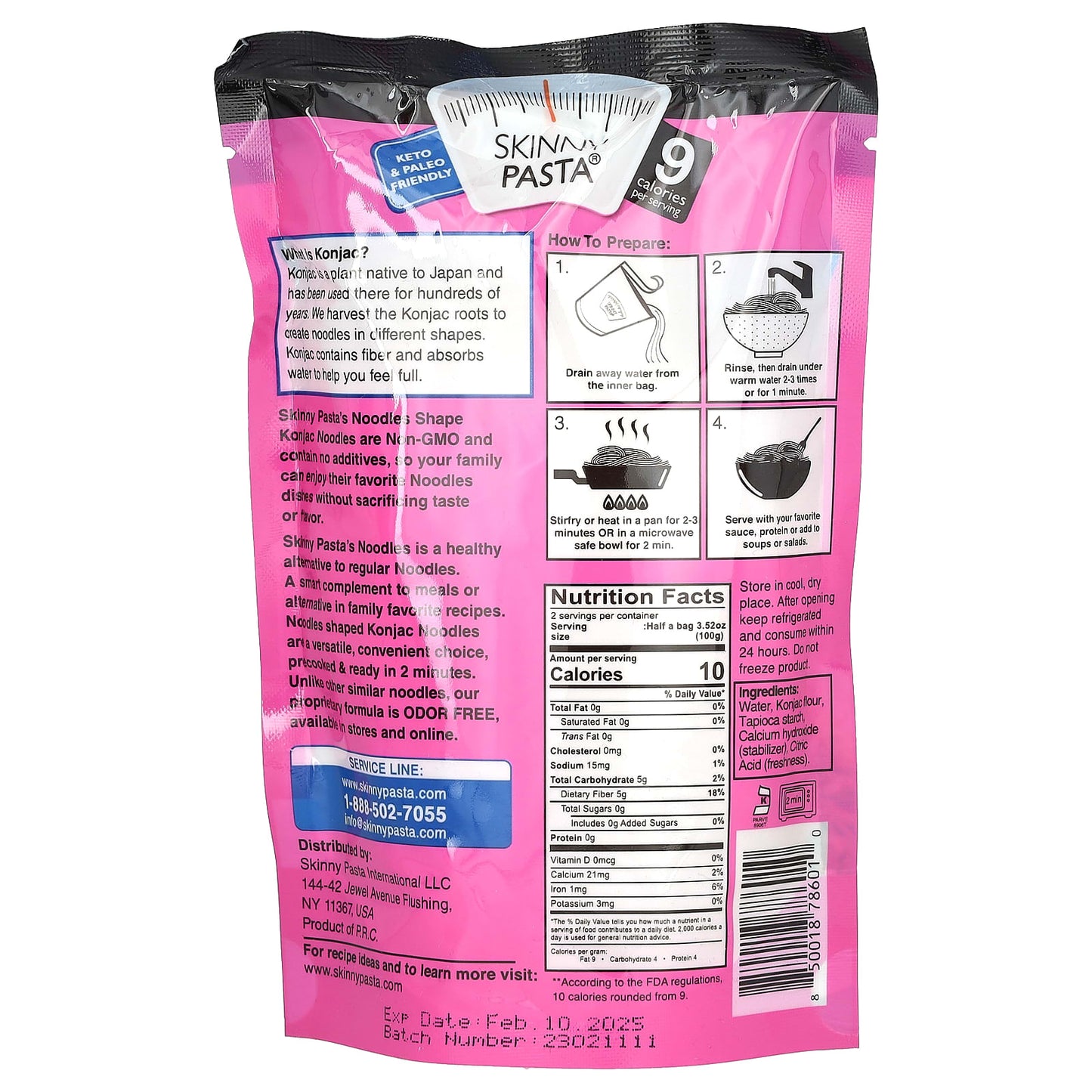 Skinny Pasta, Noodles Shape, Konjac, 9.52 oz (270 g)