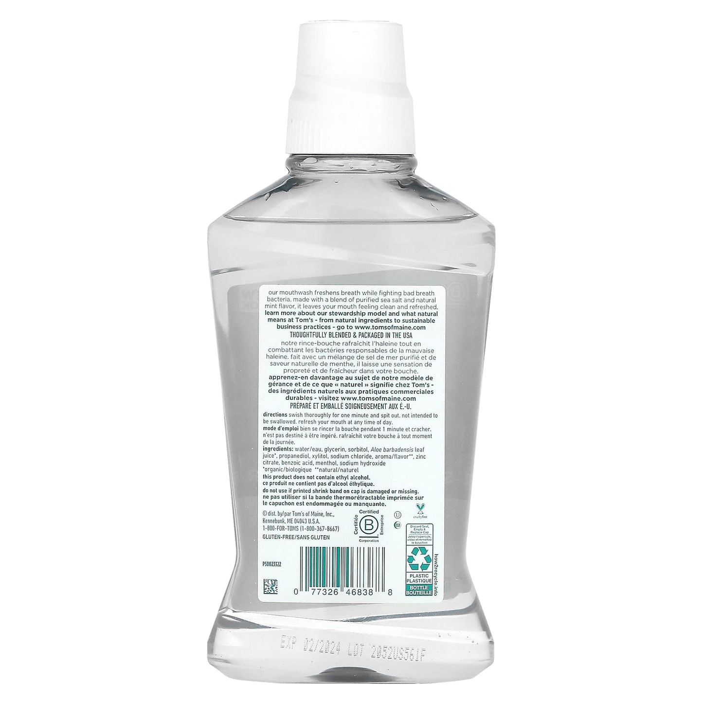 Tom's of Maine, Sea Salt Mouthwash, Fluoride Free, Refreshing Mint, 16 fl oz (473 ml) - Image 2