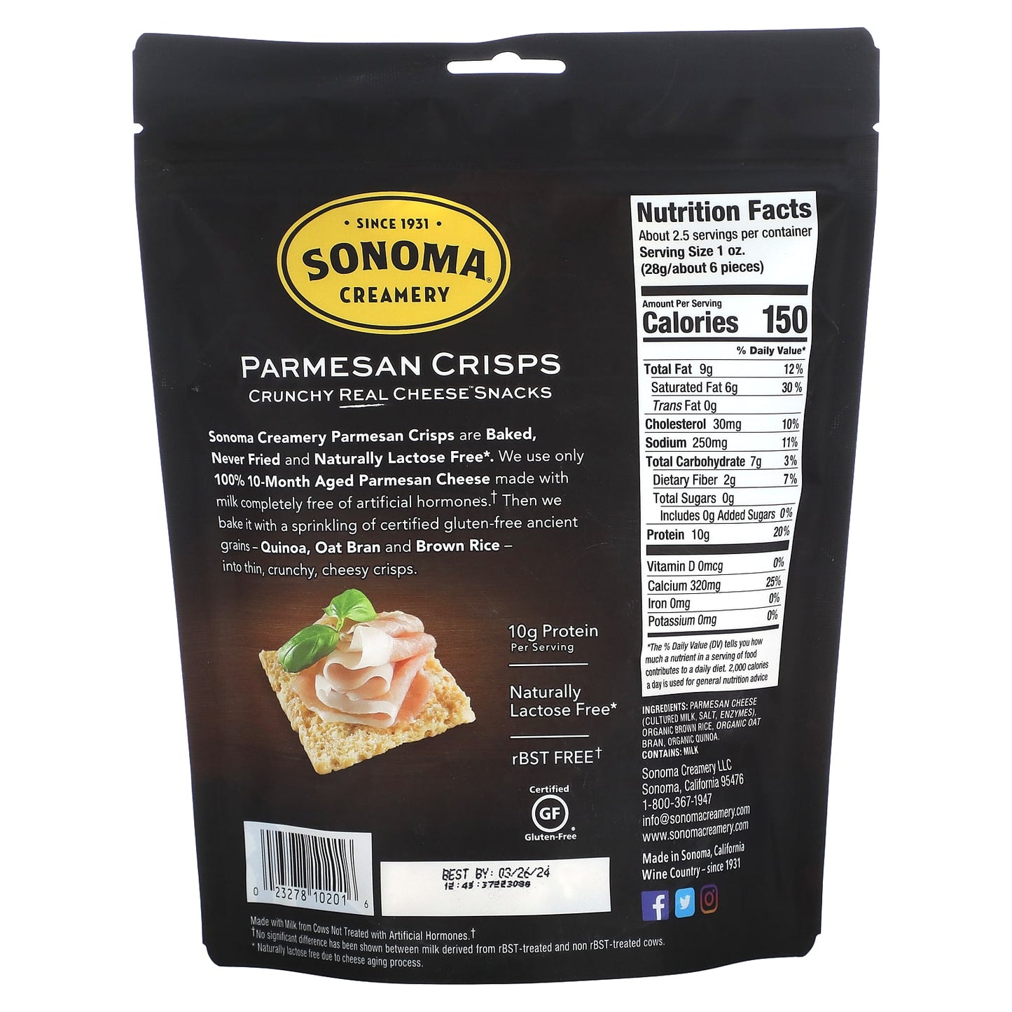 Sonoma Creamery, Parmesan Crisps, Parmesan, 2.25 oz (64 g) - Image 2