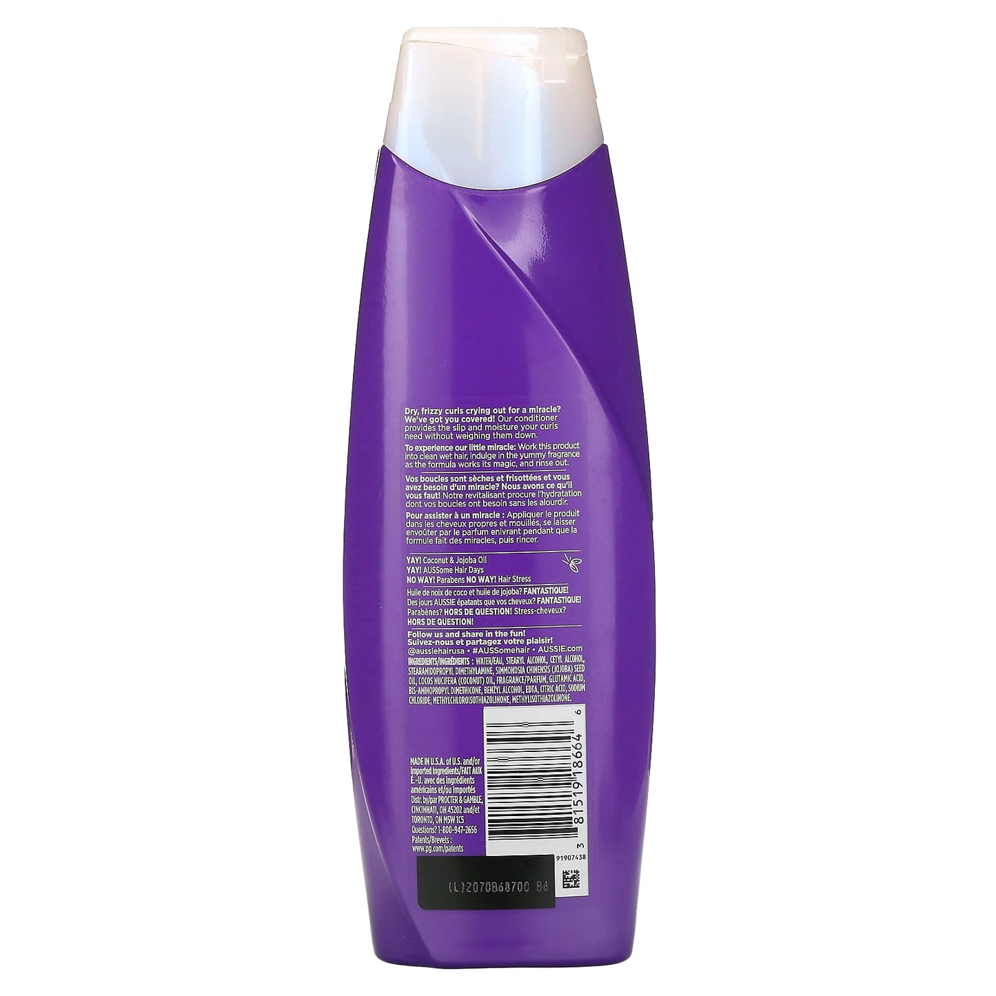 Aussie Miracle Curls Coconut & Jojoba Oil Conditioner 12.1 fl oz - Image 2